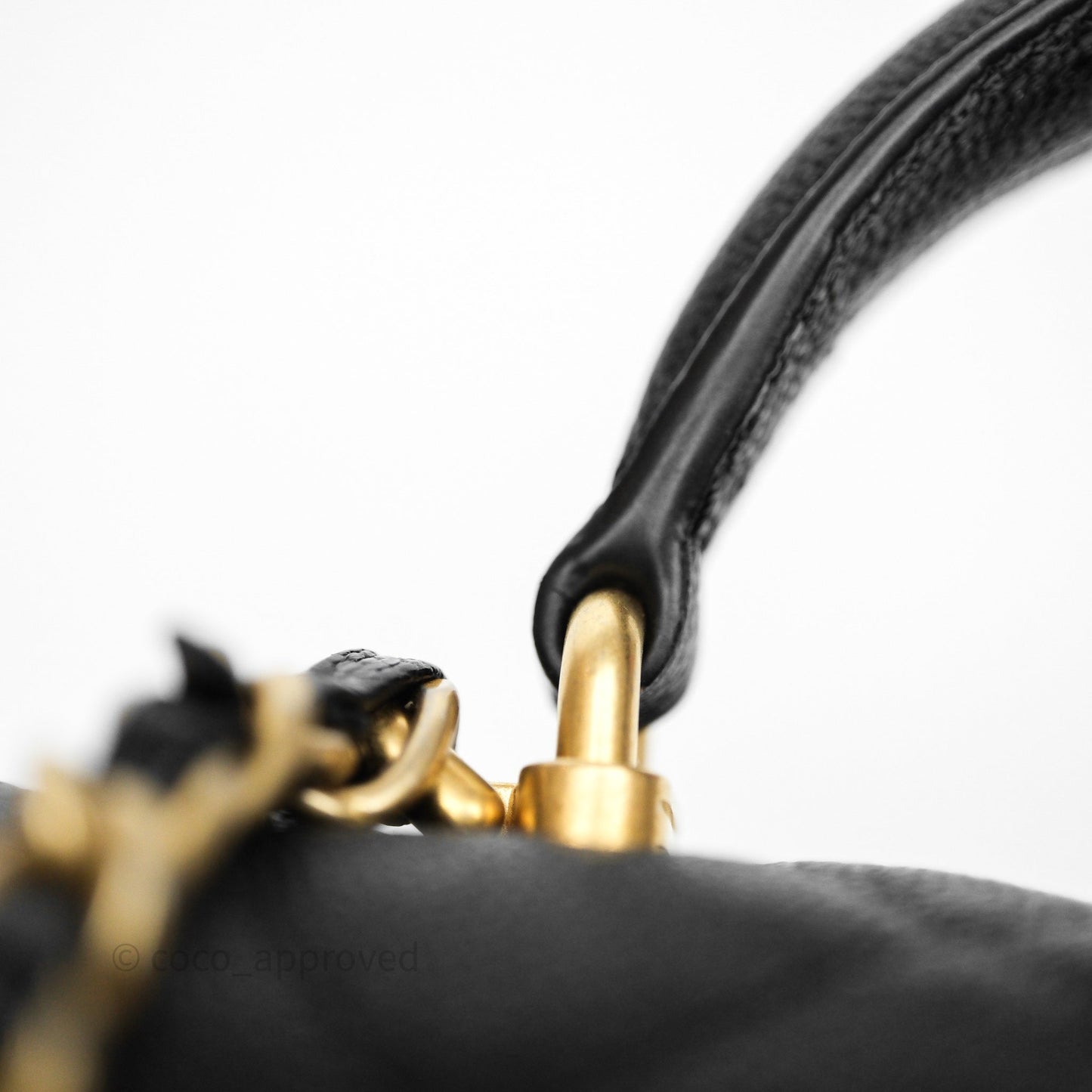 Chanel Top Handle Mini Rectangular Flap Bag Black Caviar Aged Gold Hardware
