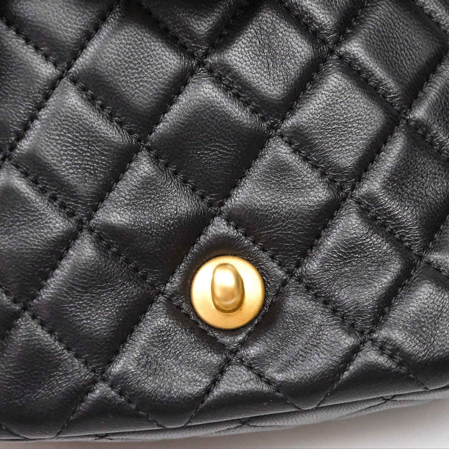 Chanel Pearl Crush Mini Square Quilted Black Lambskin Aged Gold Hardware