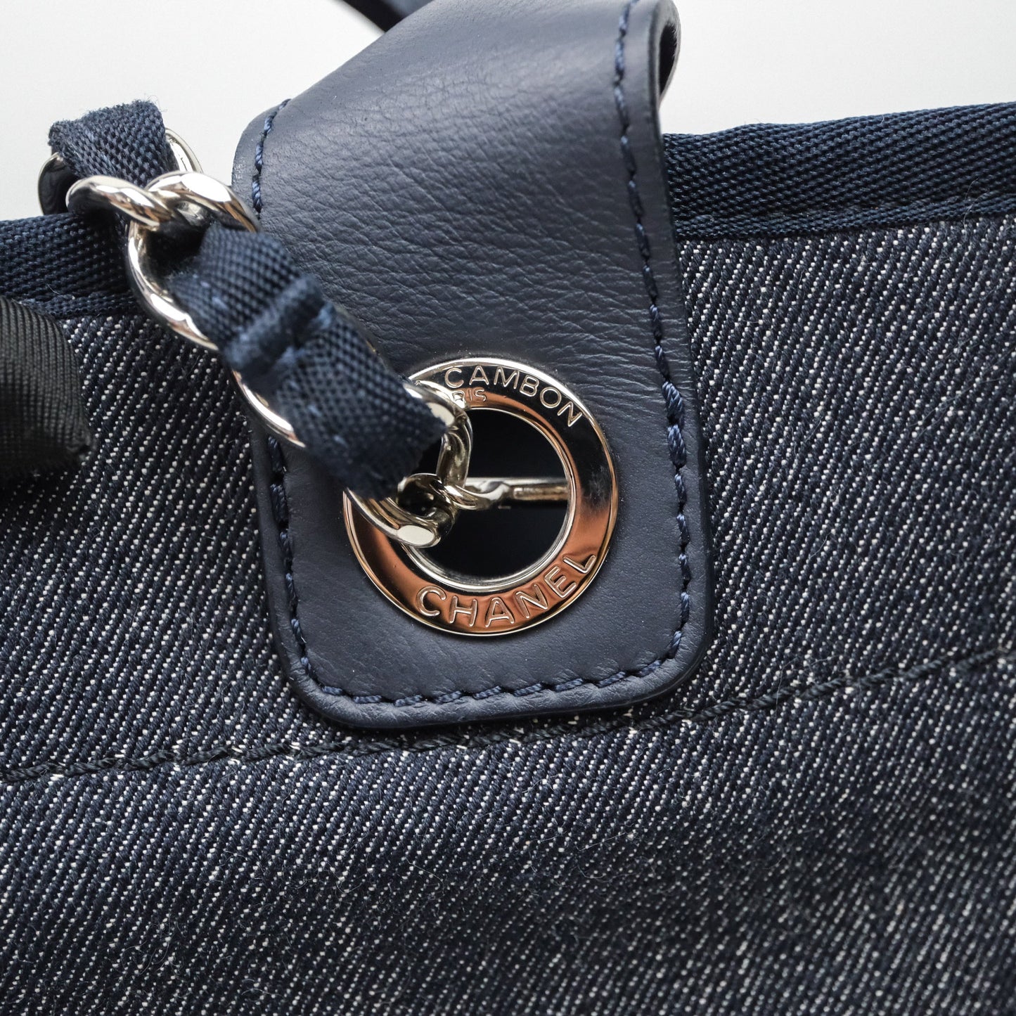 Chanel Large Deauville Tote Denim Canvas Silver Hardware