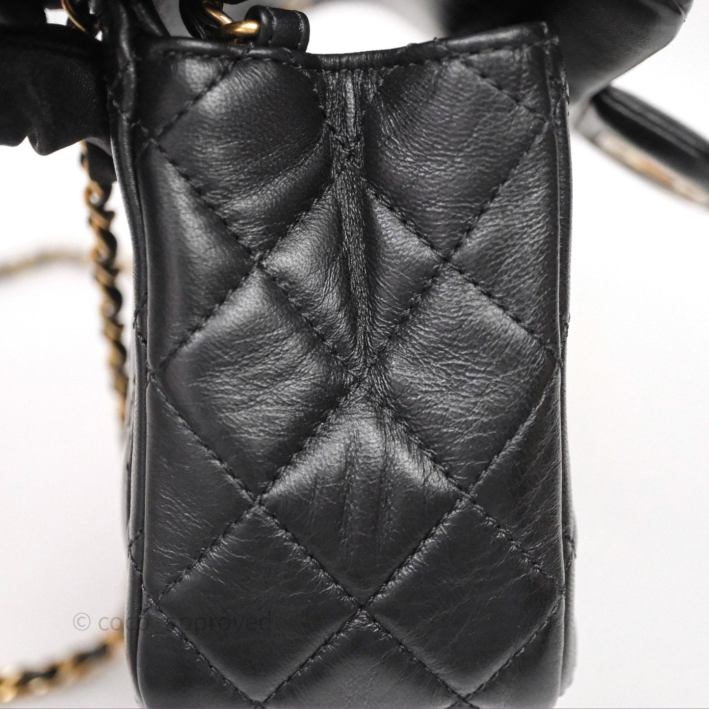 Chanel Pearl Crush Mini Square Quilted Black Lambskin Aged Gold Hardware