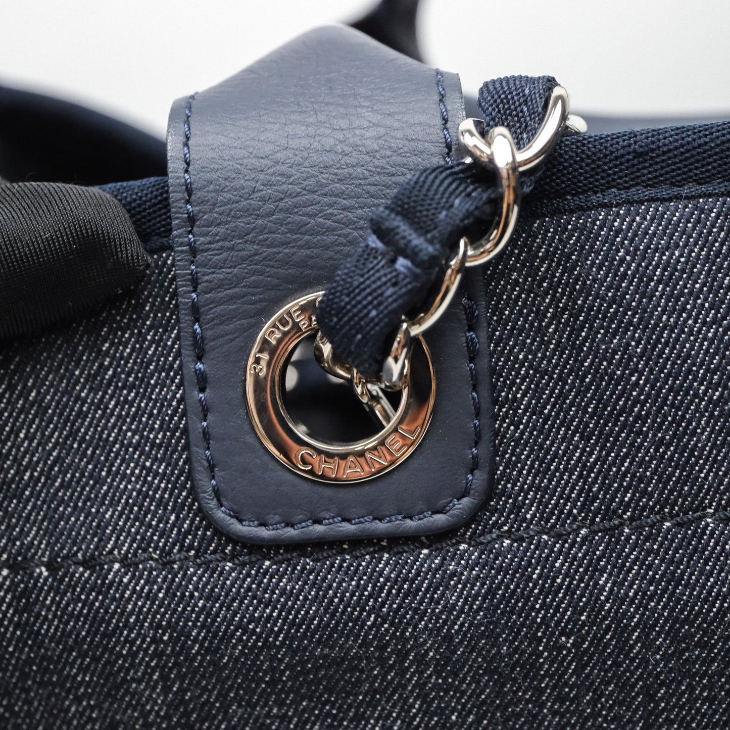Chanel Large Deauville Tote Denim Canvas Silver Hardware