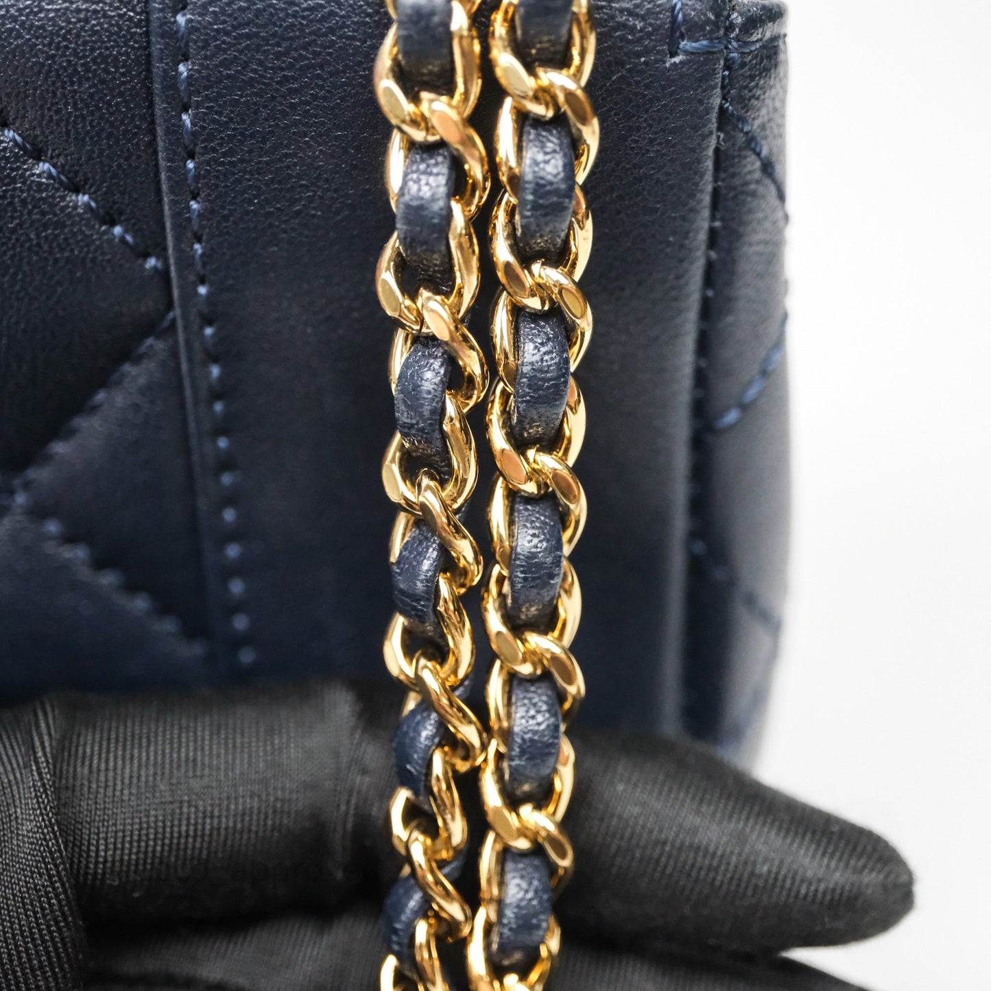 Chanel Small Vintage Mademoiselle Flap Navy Sheepskin Gold Hardware