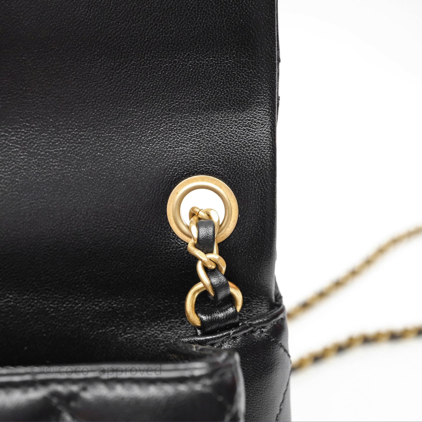 Chanel Pearl Crush Mini Square Quilted Black Lambskin Aged Gold Hardware