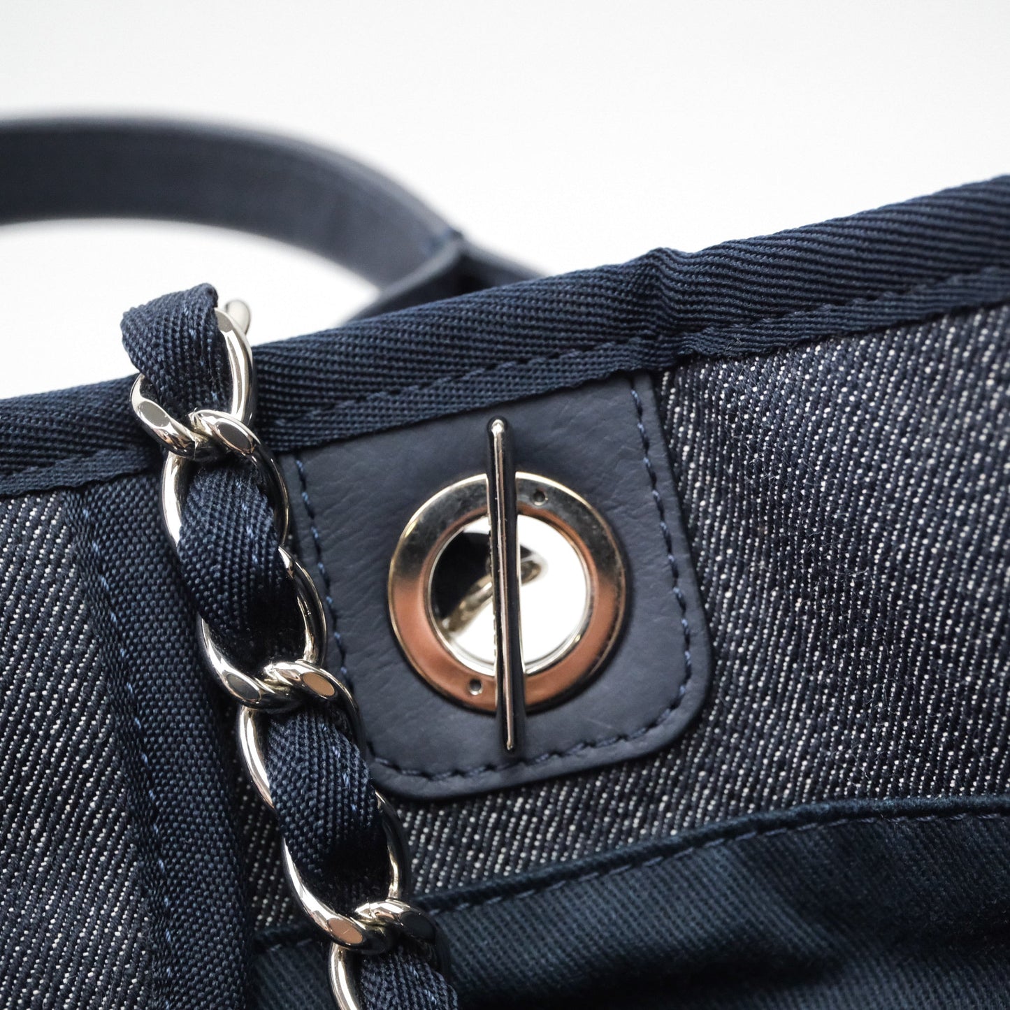 Chanel Large Deauville Tote Denim Canvas Silver Hardware