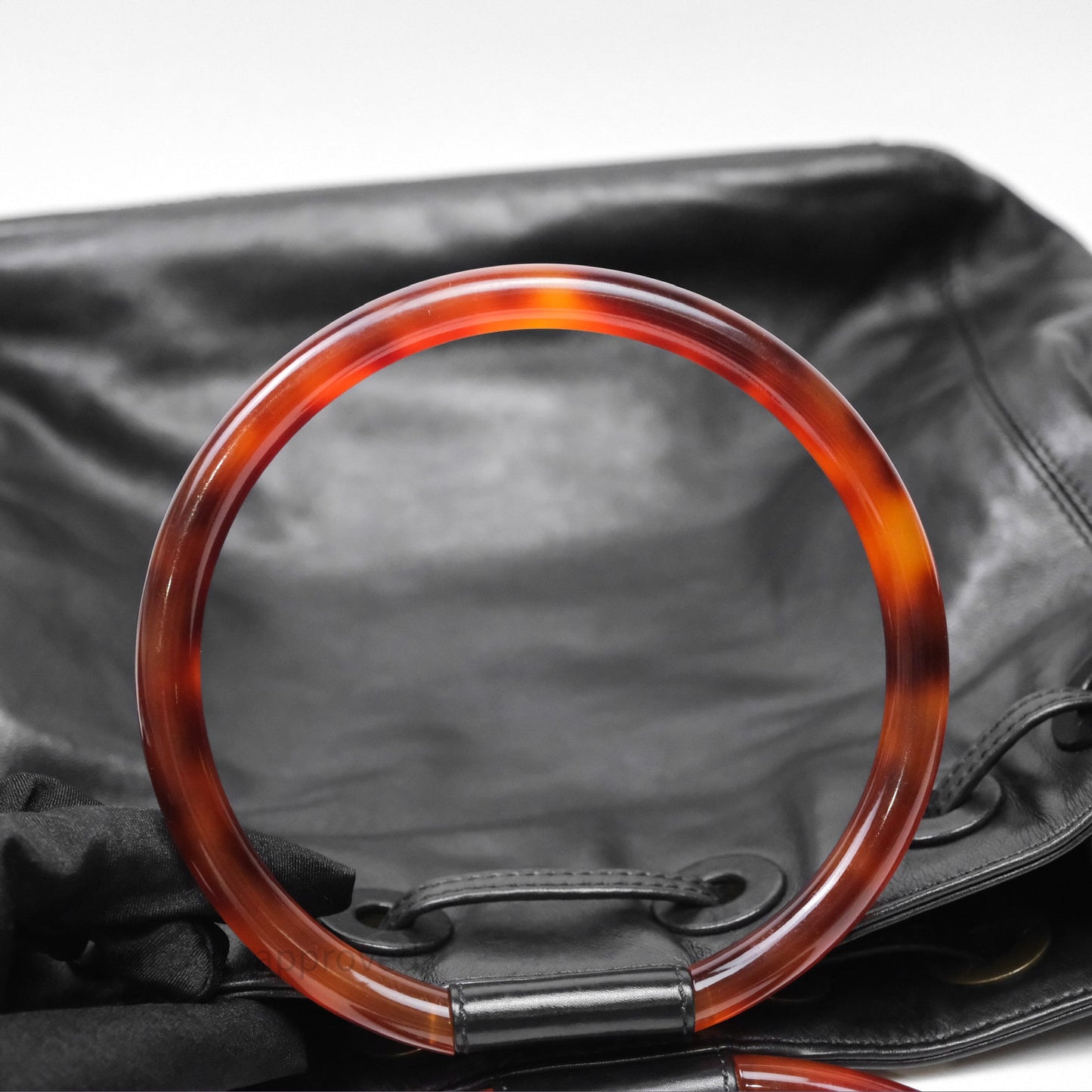 Chanel Vintage Top Handle Ring Bag Black Lambskin