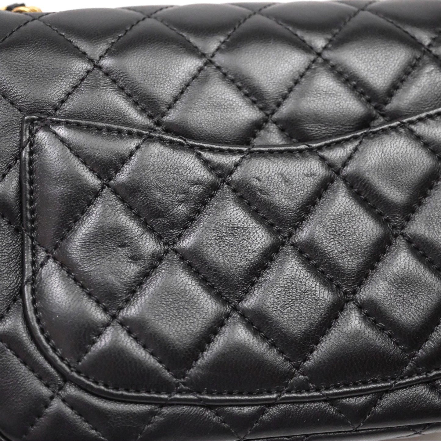 Chanel Pearl Crush Mini Square Quilted Black Lambskin Aged Gold Hardware