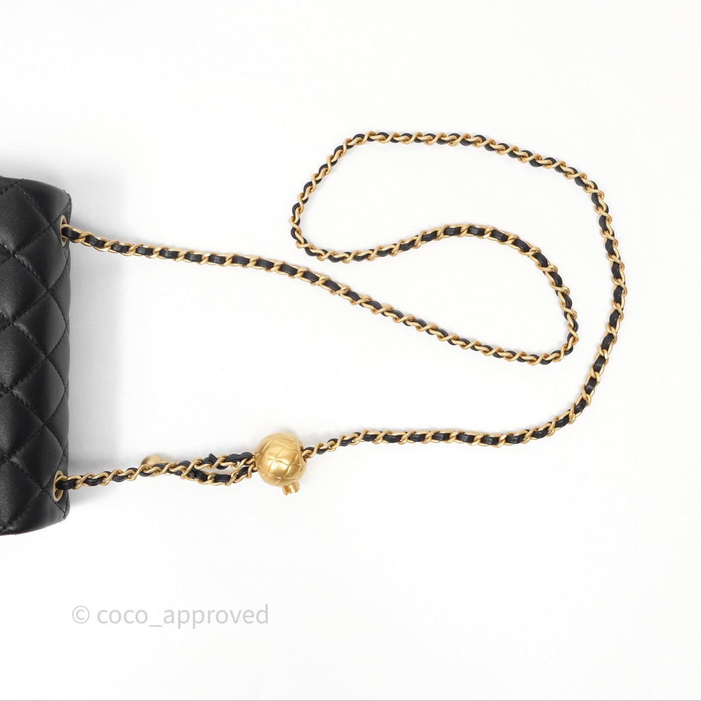 Chanel Pearl Crush Mini Square Quilted Black Lambskin Aged Gold Hardware