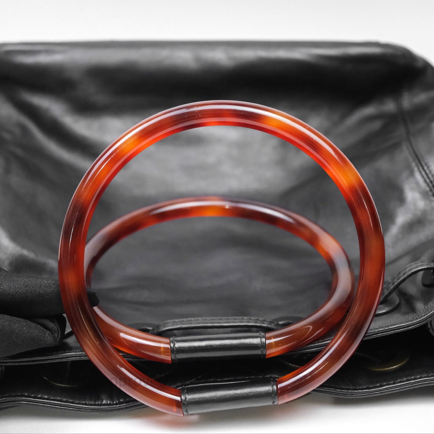 Chanel Vintage Top Handle Ring Bag Black Lambskin
