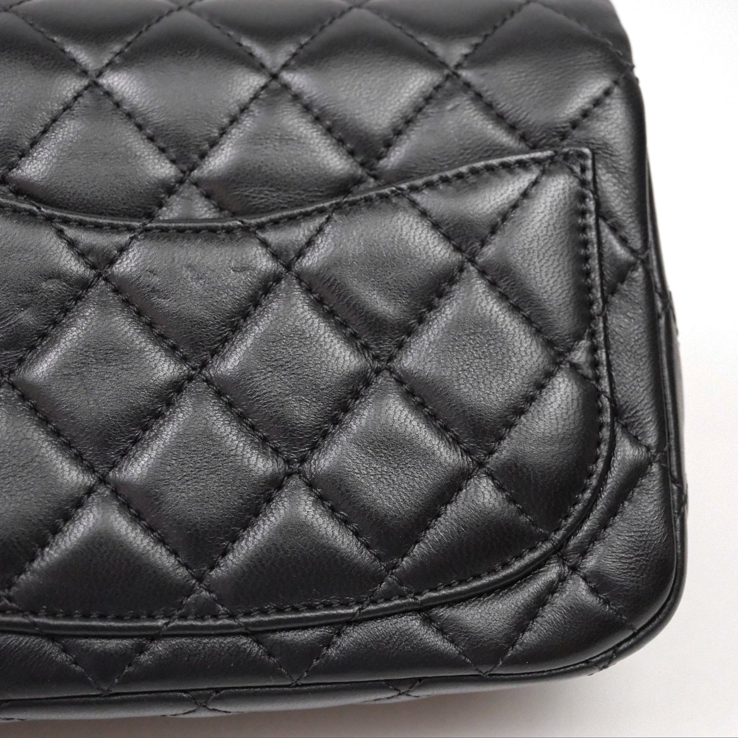 Chanel Pearl Crush Mini Square Quilted Black Lambskin Aged Gold Hardware