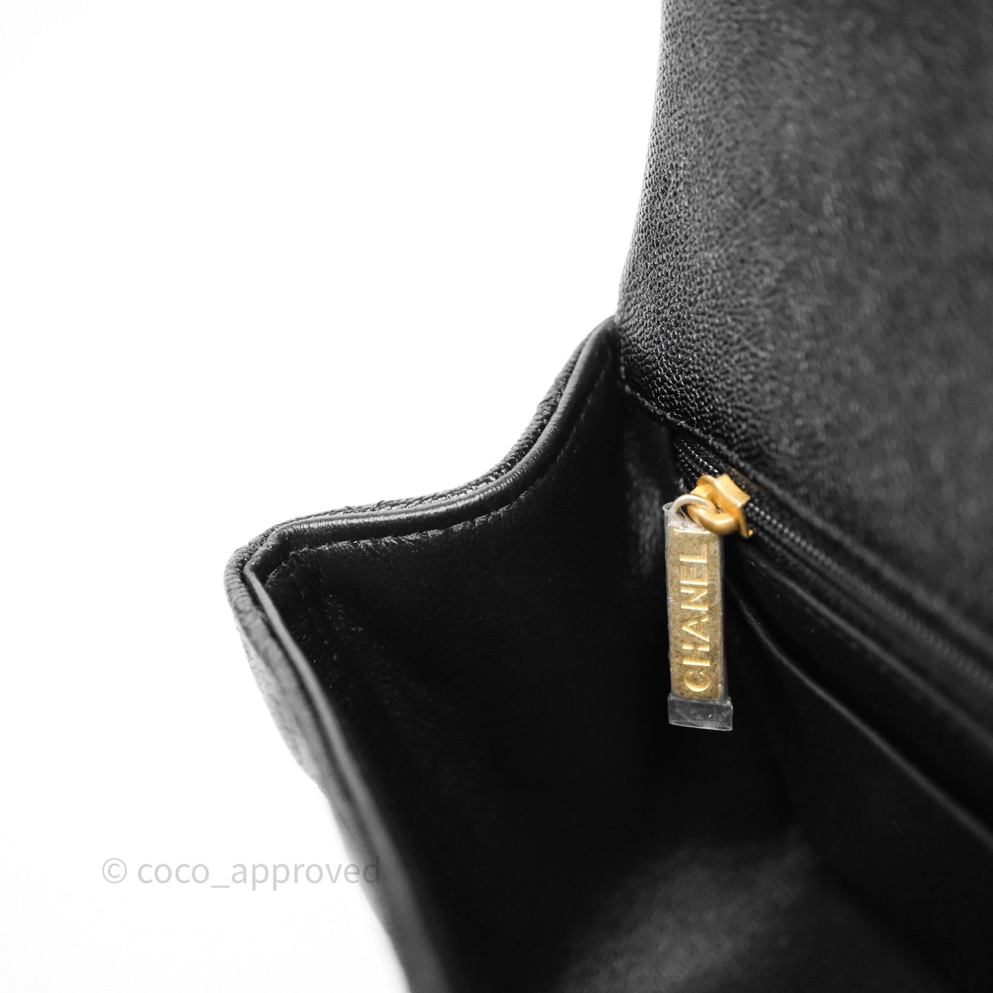 Chanel Top Handle Mini Rectangular Flap Bag Black Caviar Aged Gold Hardware