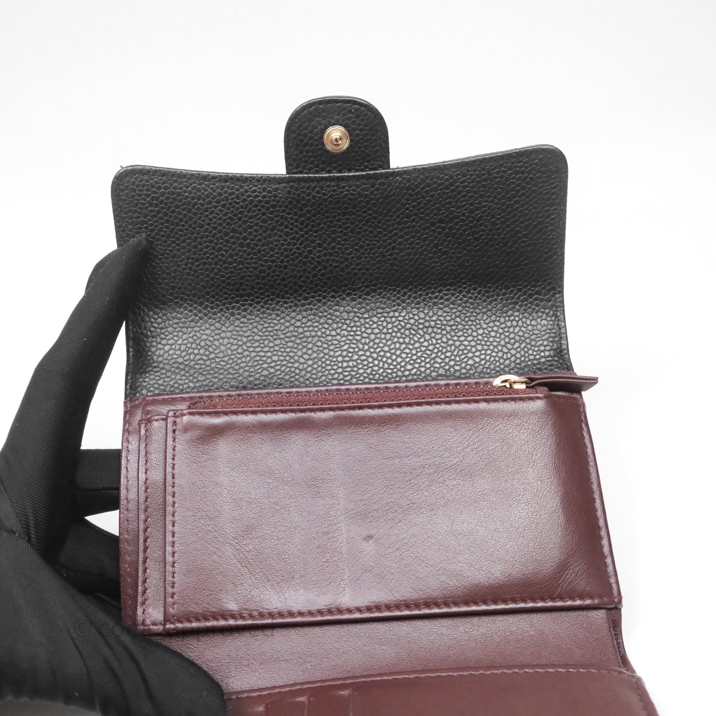 Chanel Quilted Medium Flap Wallet Black Caviar Gold Hardware
