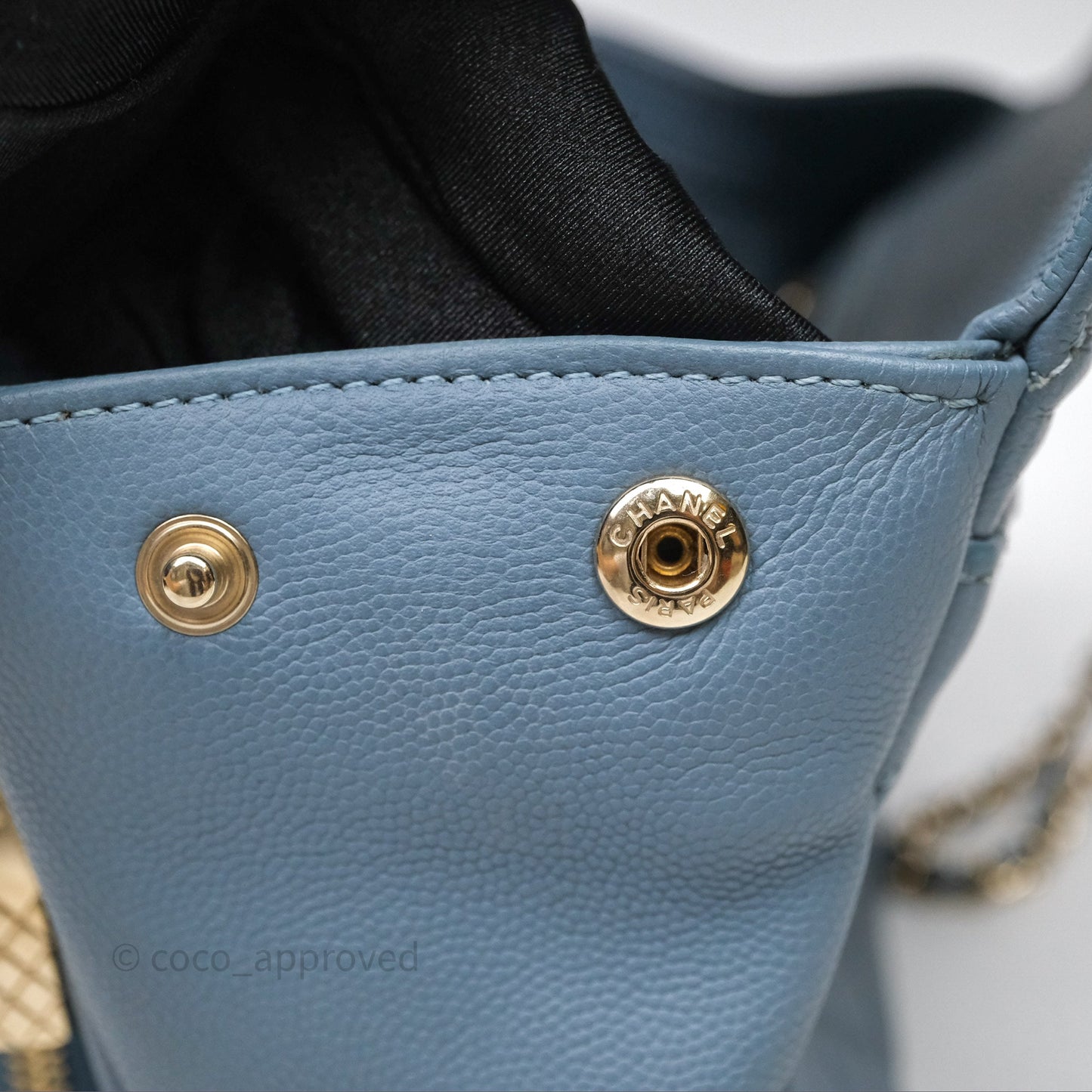 Chanel Caviar Quilted Small Business Affinity Flap Blue Gold Hardware
