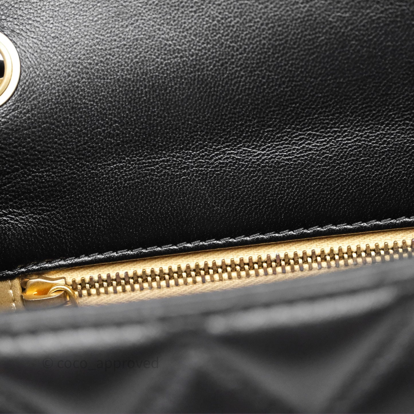 Chanel Pearl Crush Mini Square Quilted Black Lambskin Aged Gold Hardware