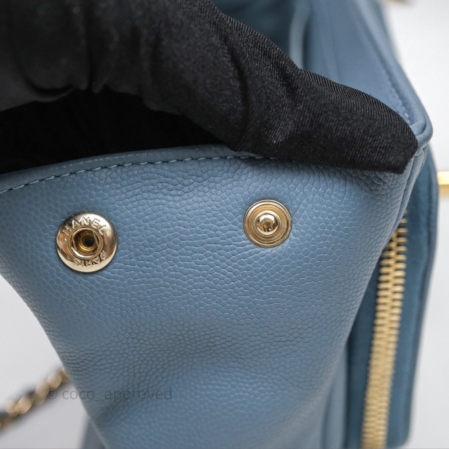 Chanel Caviar Quilted Small Business Affinity Flap Blue Gold Hardware