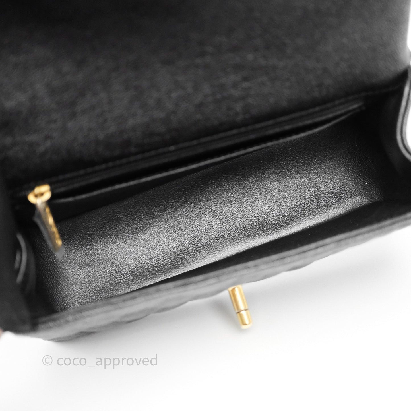 Chanel Top Handle Mini Rectangular Flap Bag Black Caviar Aged Gold Hardware