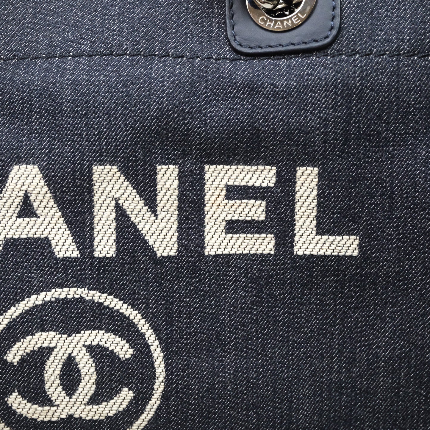 Chanel Large Deauville Tote Denim Canvas Silver Hardware