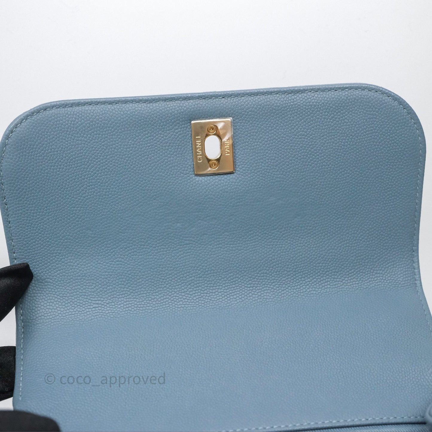 Chanel Caviar Quilted Small Business Affinity Flap Blue Gold Hardware