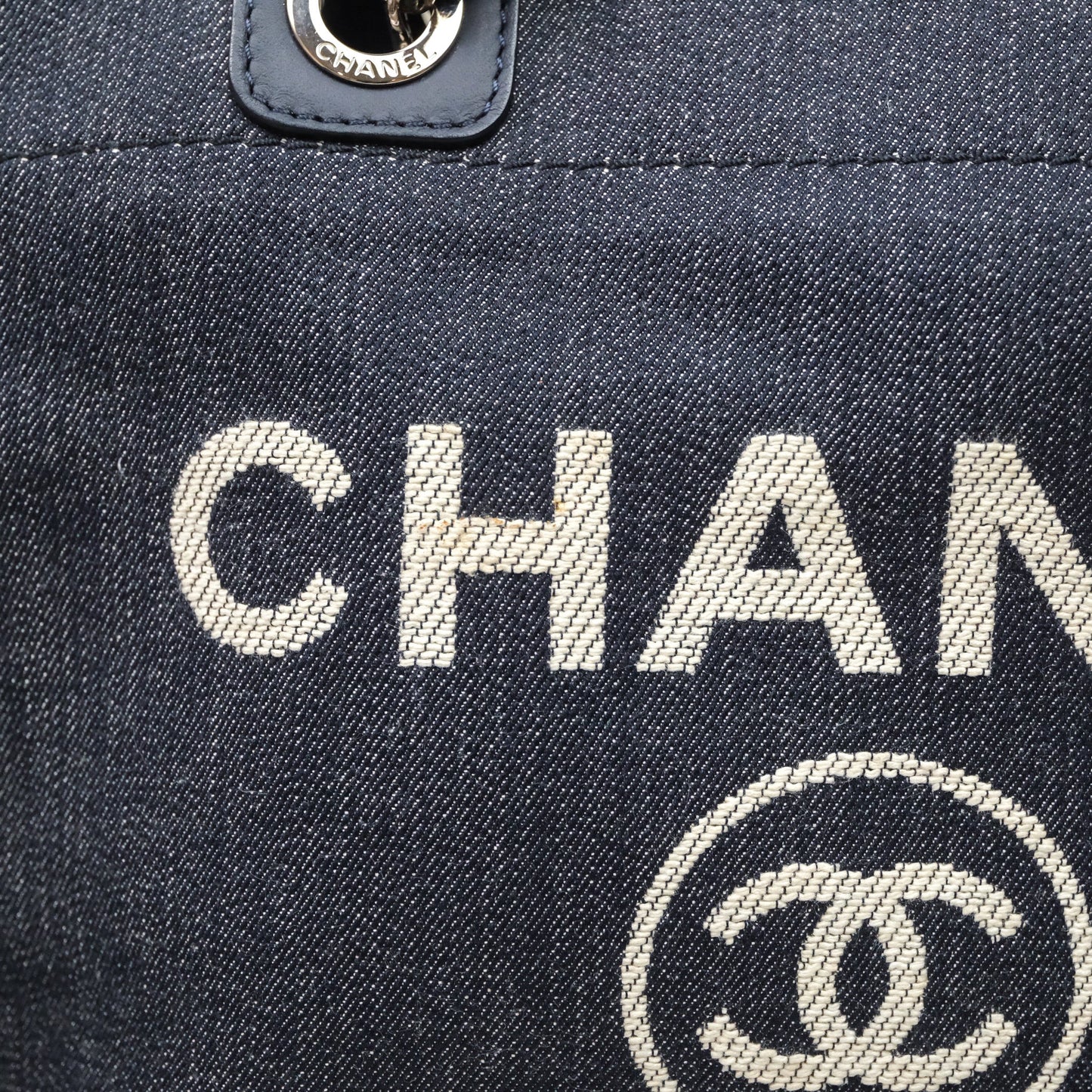 Chanel Large Deauville Tote Denim Canvas Silver Hardware