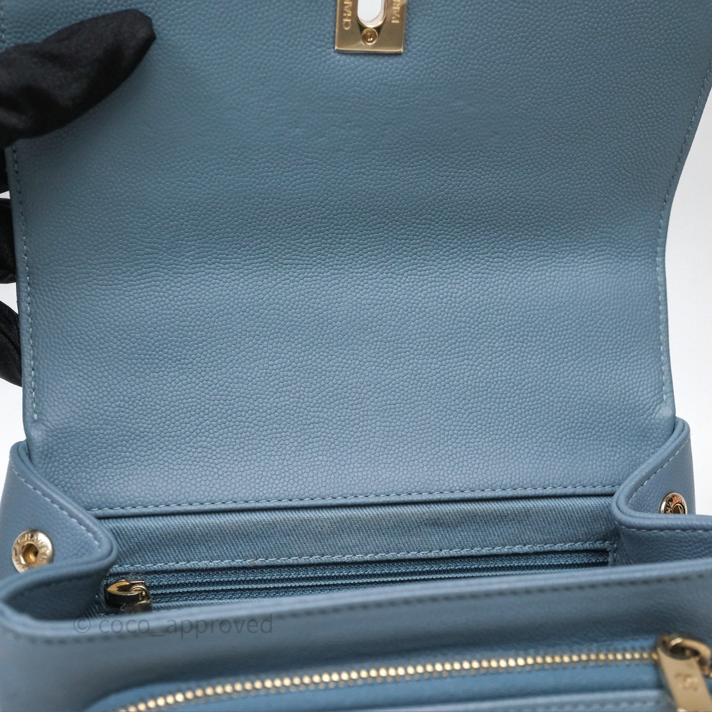 Chanel Caviar Quilted Small Business Affinity Flap Blue Gold Hardware