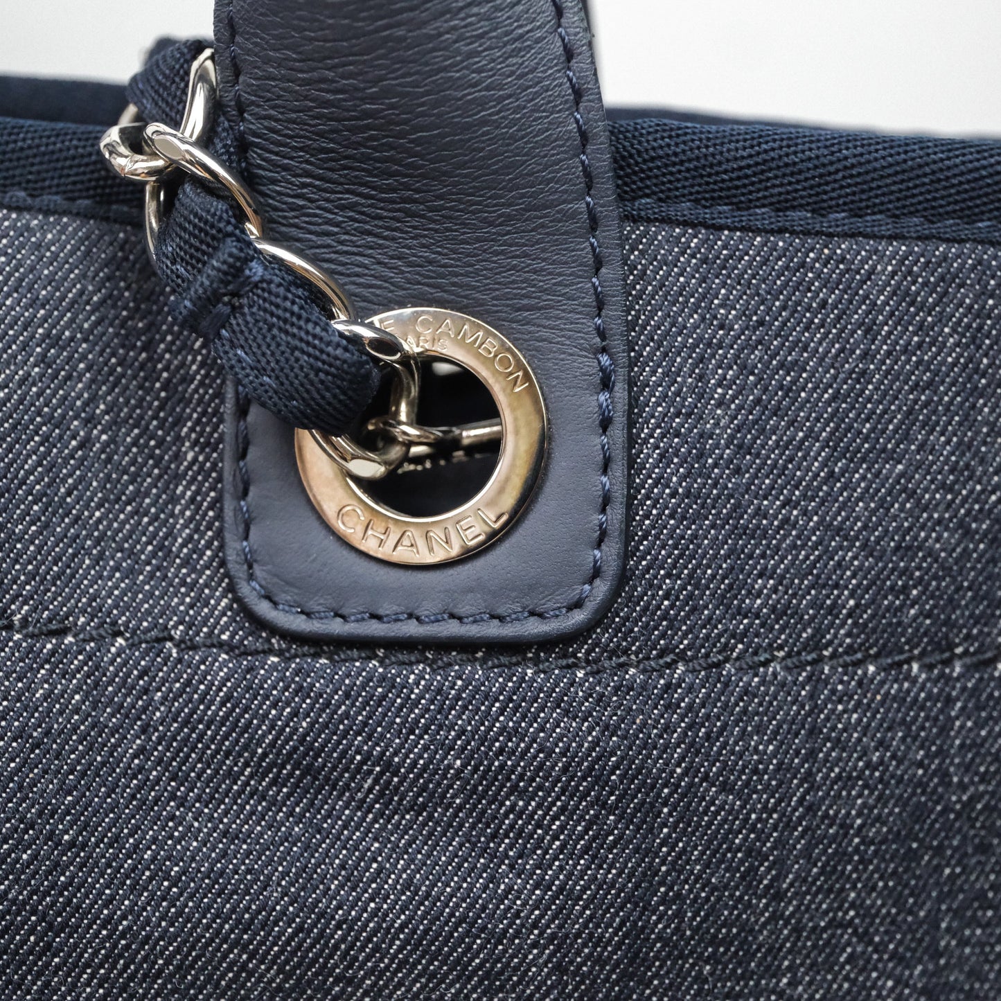 Chanel Large Deauville Tote Denim Canvas Silver Hardware
