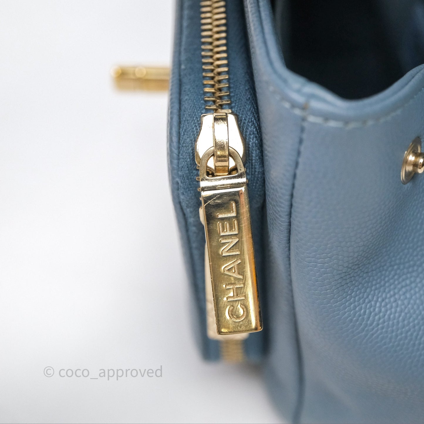 Chanel Caviar Quilted Small Business Affinity Flap Blue Gold Hardware