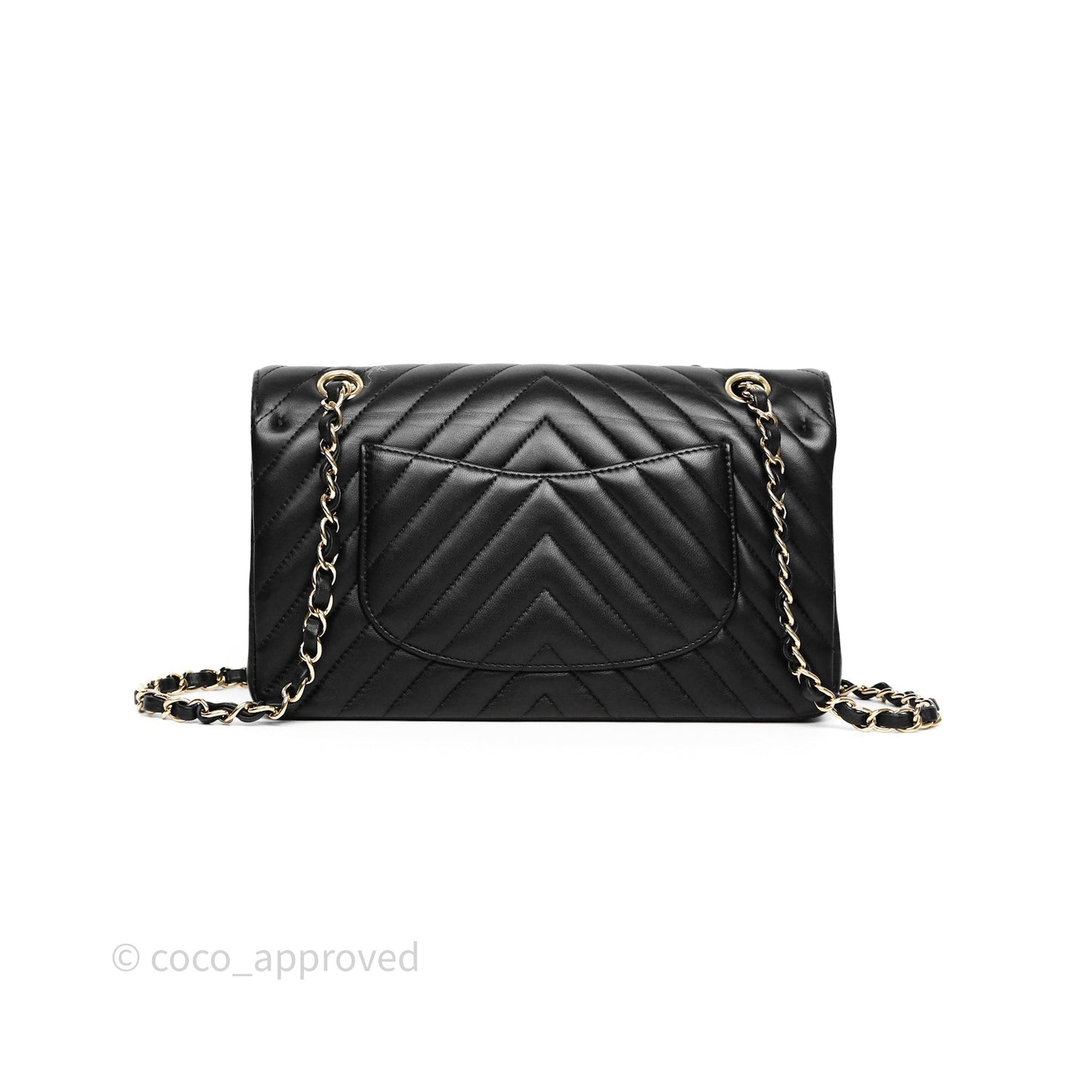 Chanel Classic Medium Flap Chevron Black Lambskin Gold Hardware