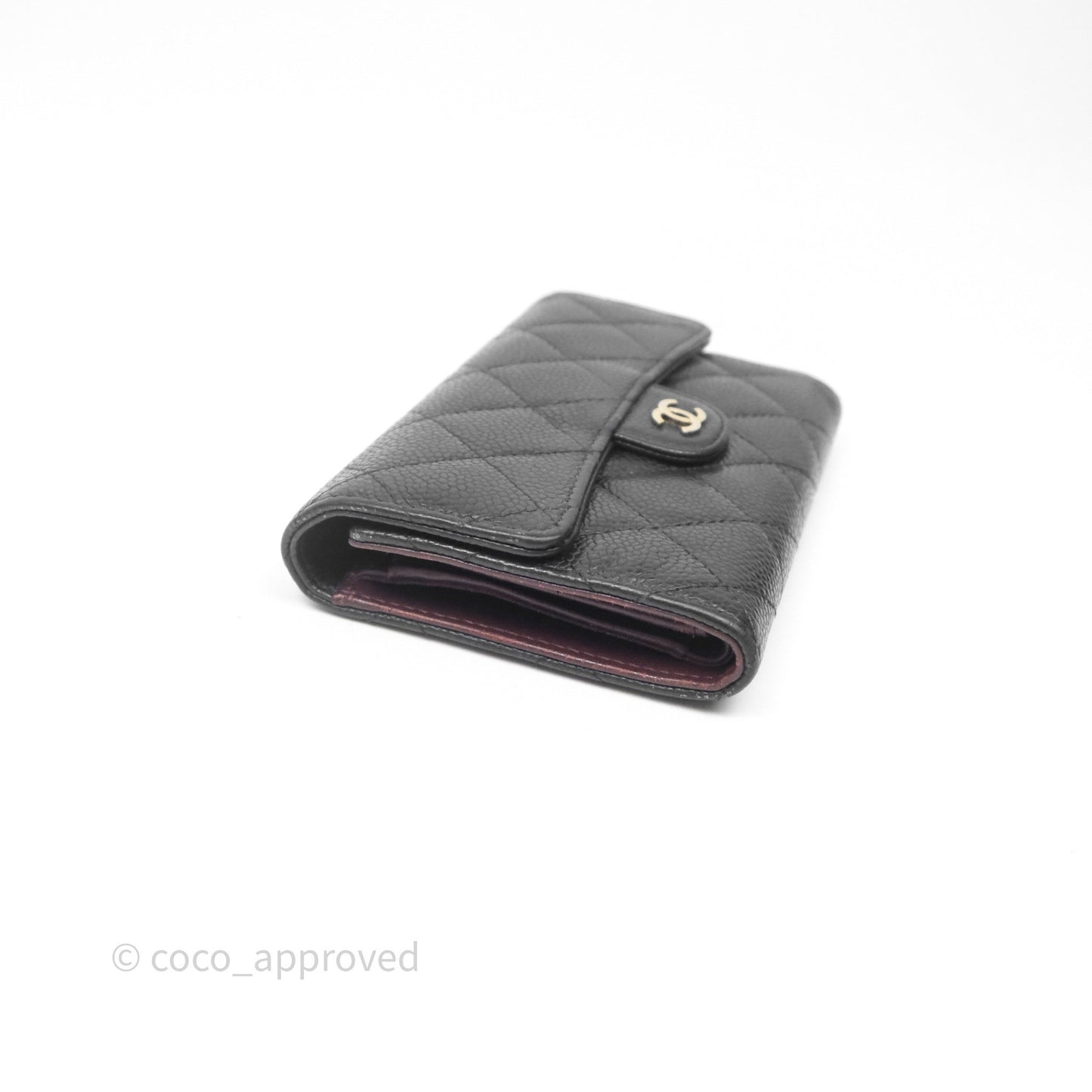 Chanel Quilted Medium Flap Wallet Black Caviar Gold Hardware