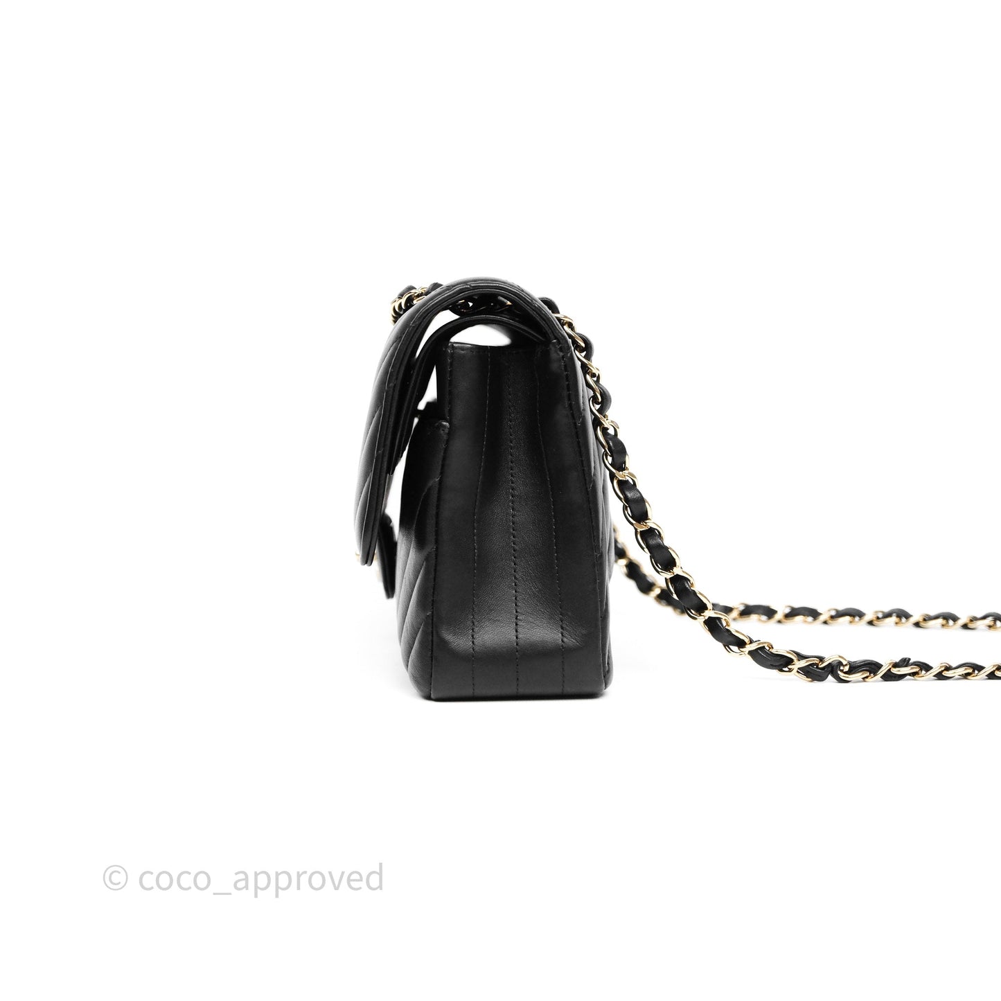 Chanel Classic Medium Flap Chevron Black Lambskin Gold Hardware