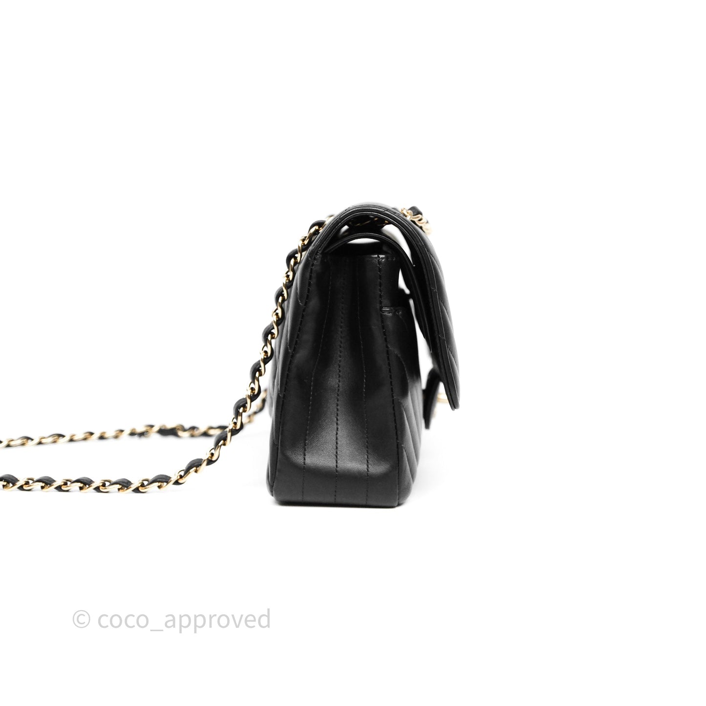 Chanel Classic Medium Flap Chevron Black Lambskin Gold Hardware