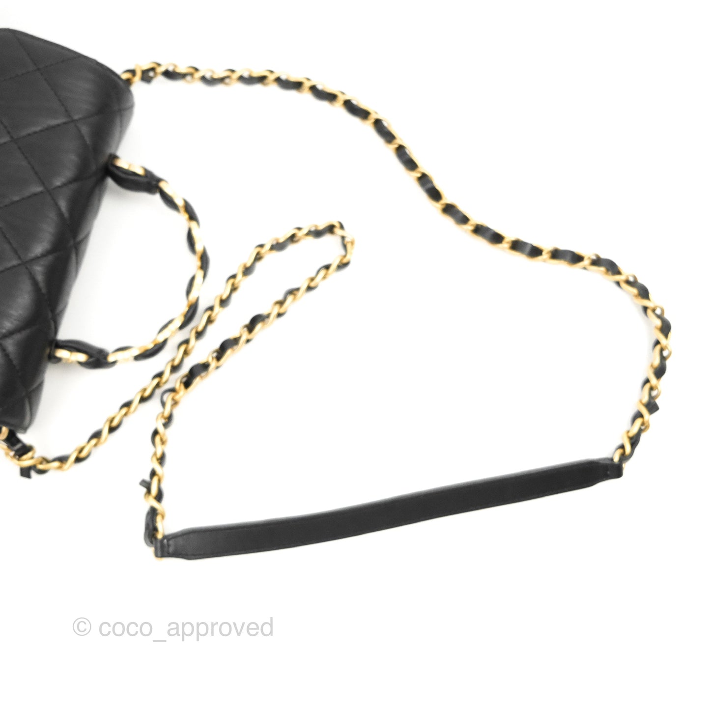 Chanel Mini Flap Bag with Top Handle Black Crumpled Lambskin Aged Gold Hardware