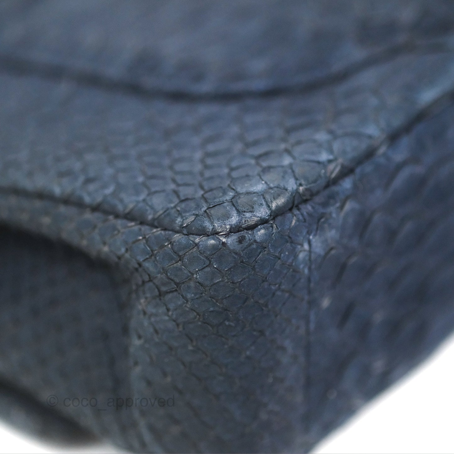Chanel Classic M/L Medium Flap Navy Python Silver Hardware