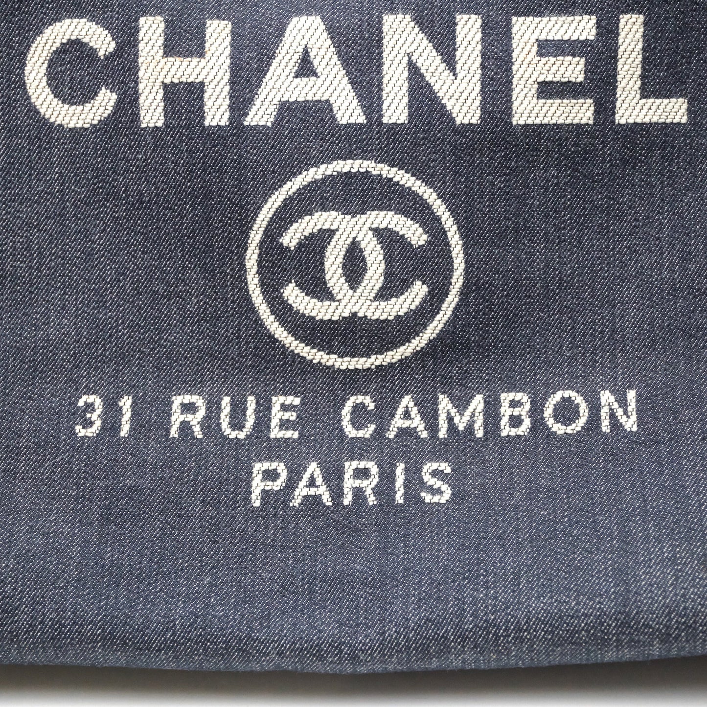 Chanel Large Deauville Tote Denim Canvas Silver Hardware