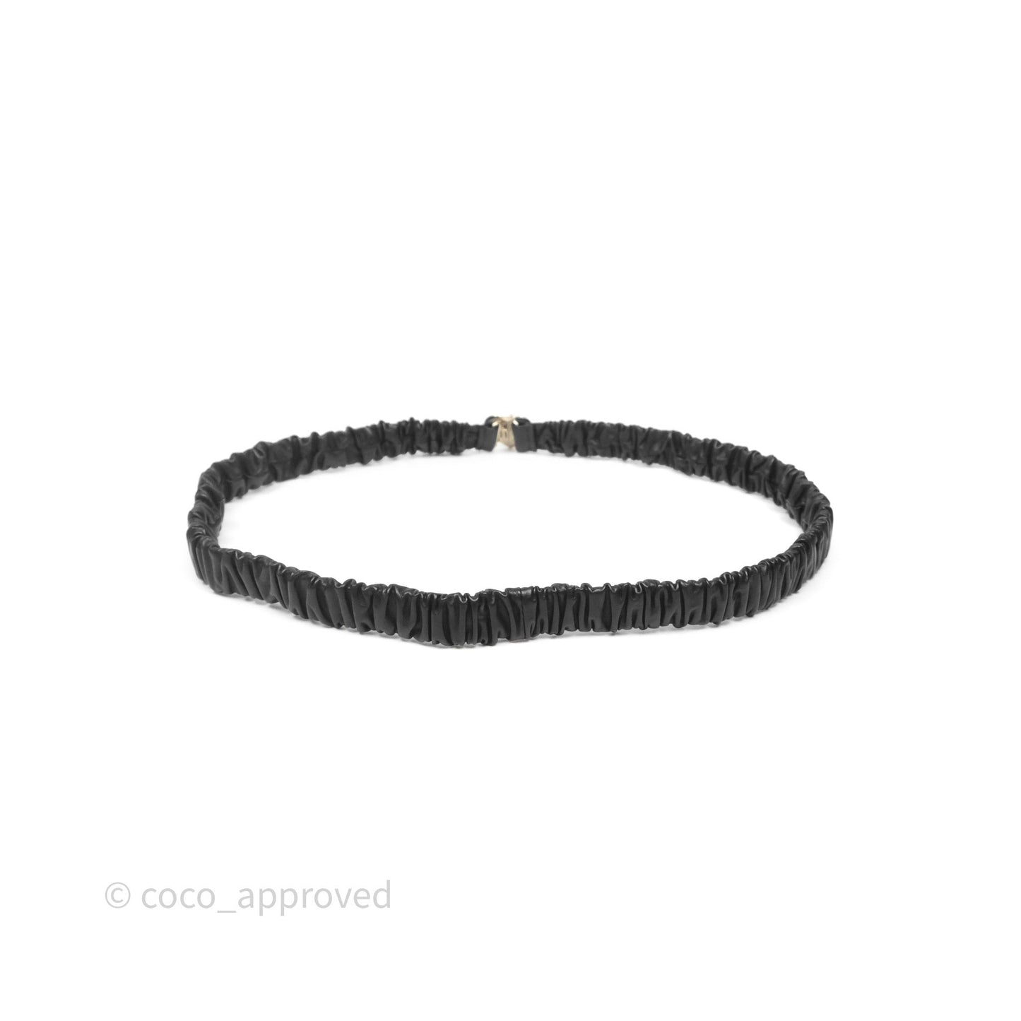 Chanel Heart CC Ruched Belt Black Lambskin Gold Tone 22B