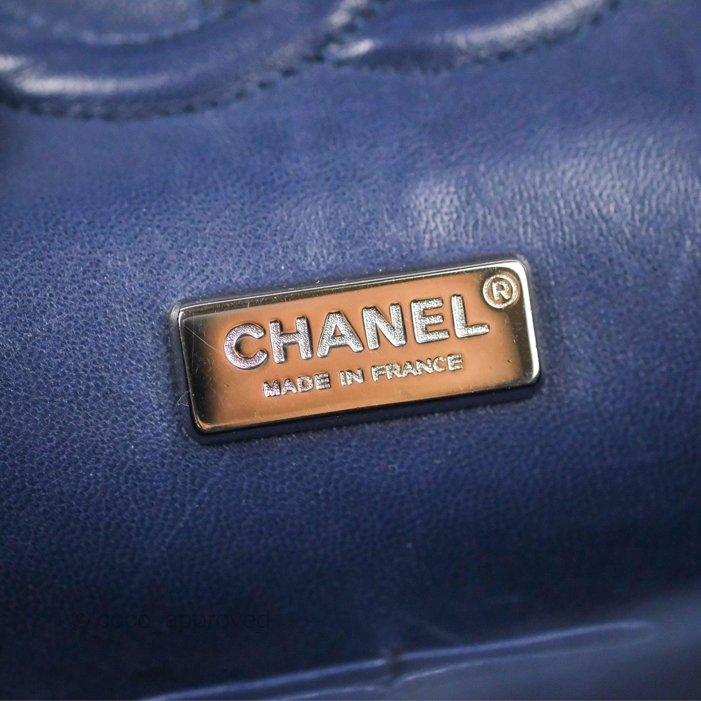 Chanel Classic M/L Medium Flap Navy Python Silver Hardware