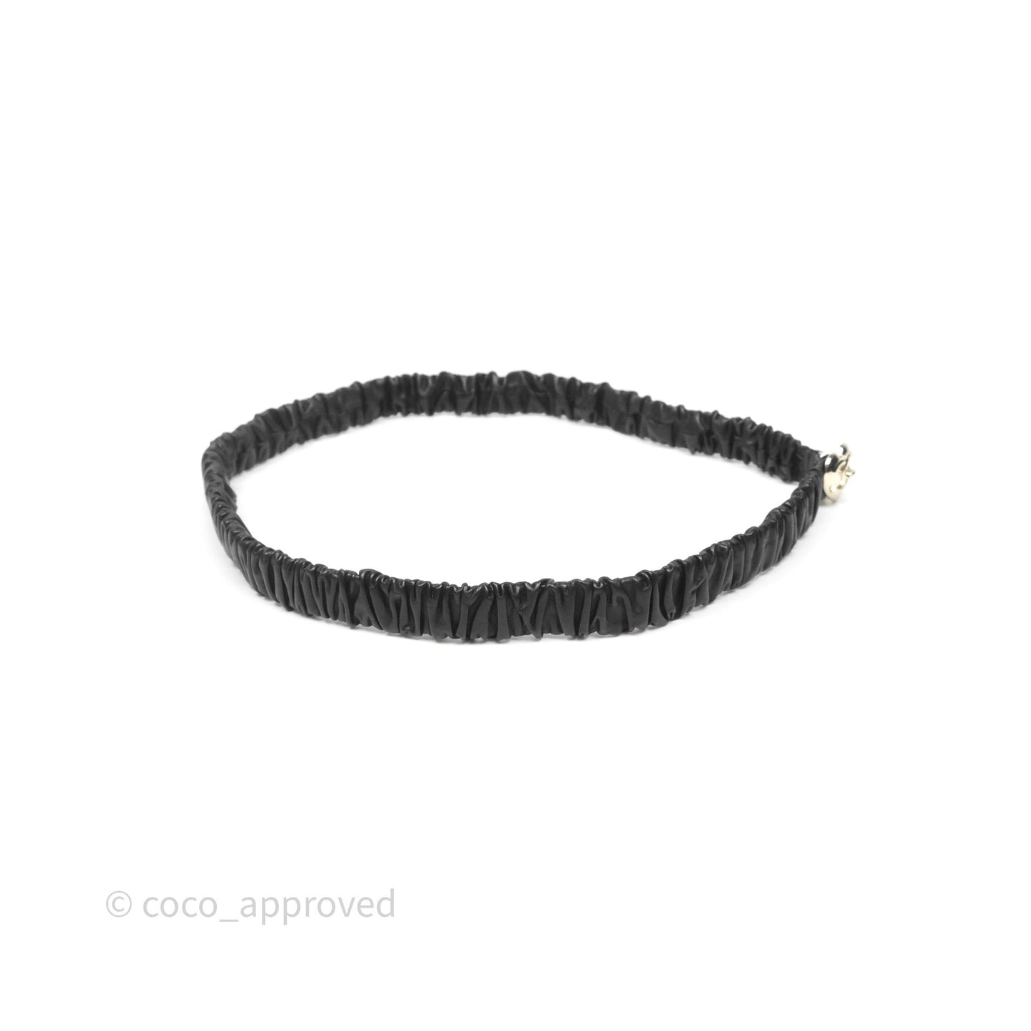 Chanel Heart CC Ruched Belt Black Lambskin Gold Tone 22B