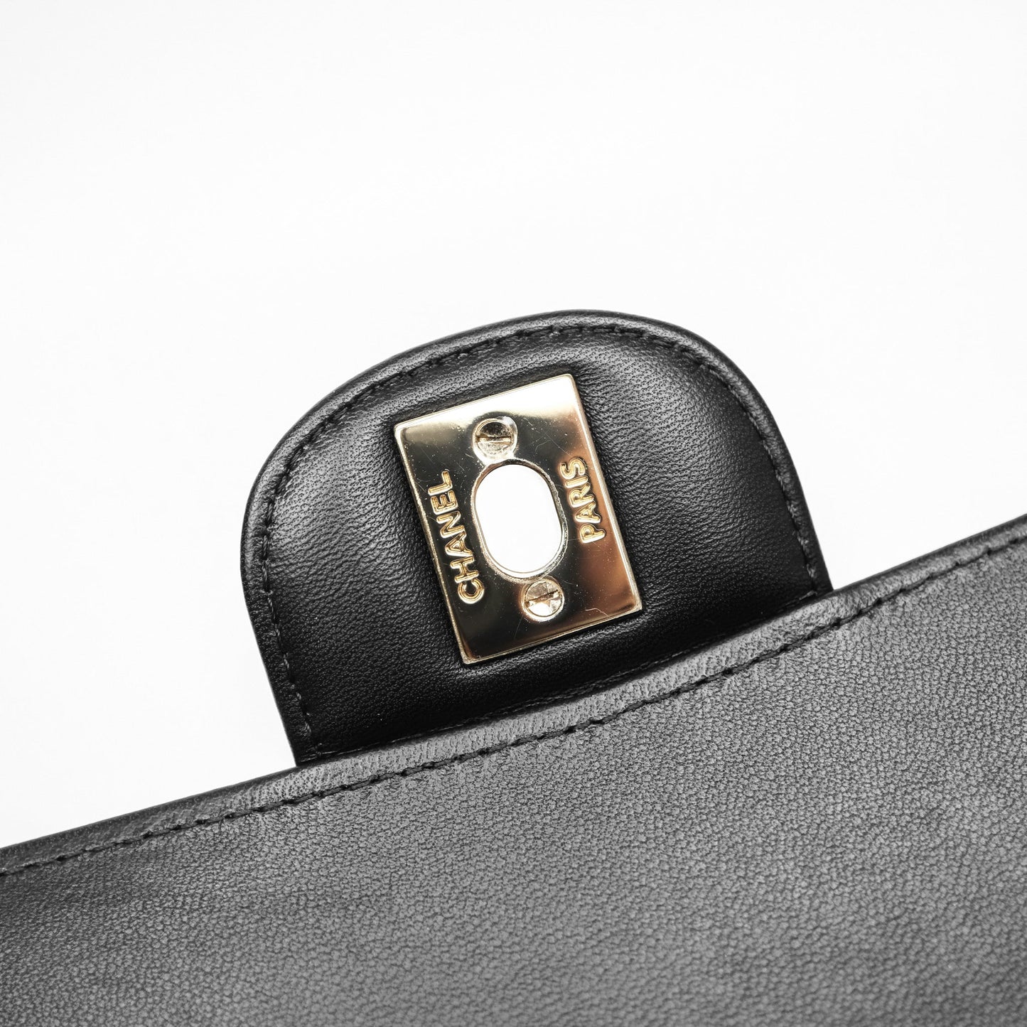 Chanel Classic Medium Flap Chevron Black Lambskin Gold Hardware