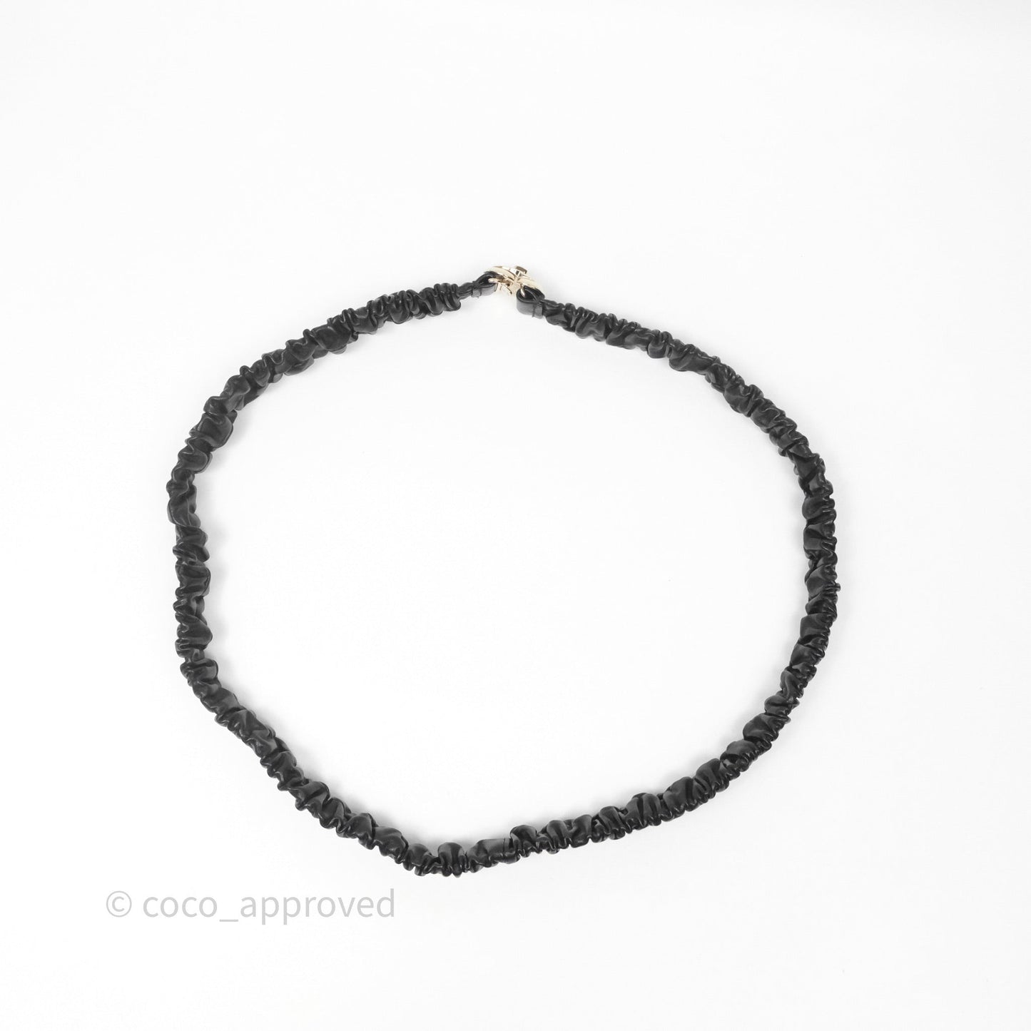 Chanel Heart CC Ruched Belt Black Lambskin Gold Tone 22B