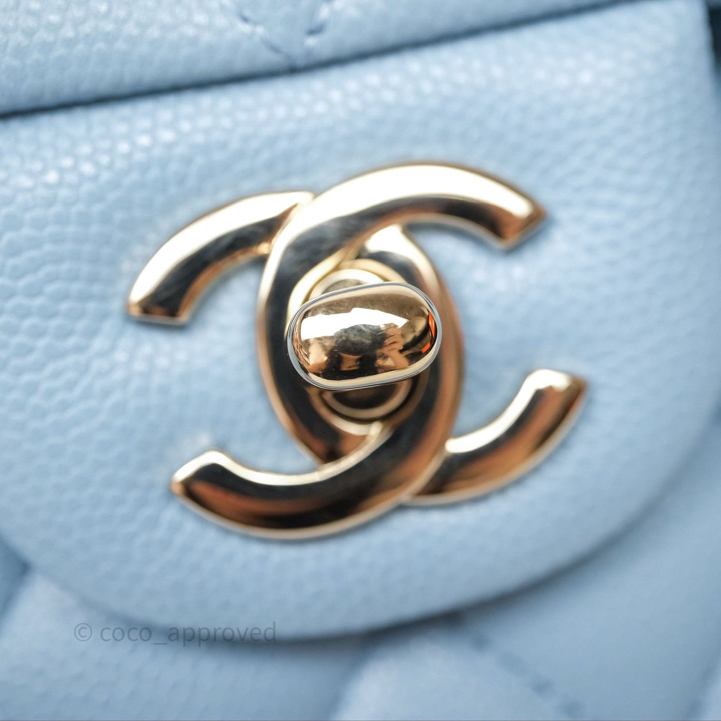 Chanel Small Classic Flap Quilted Blue Caviar Light Gold Hardware