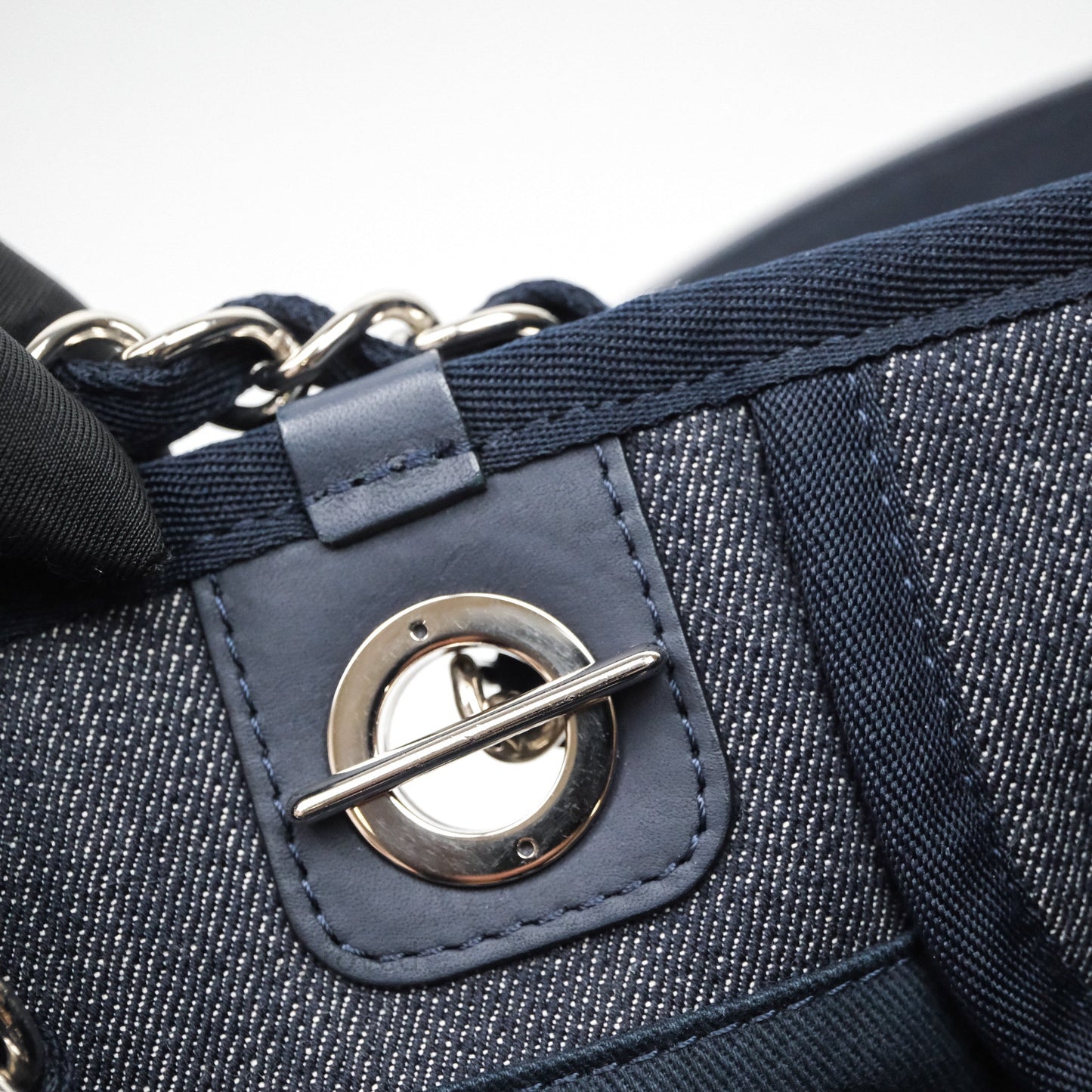 Chanel Large Deauville Tote Denim Canvas Silver Hardware