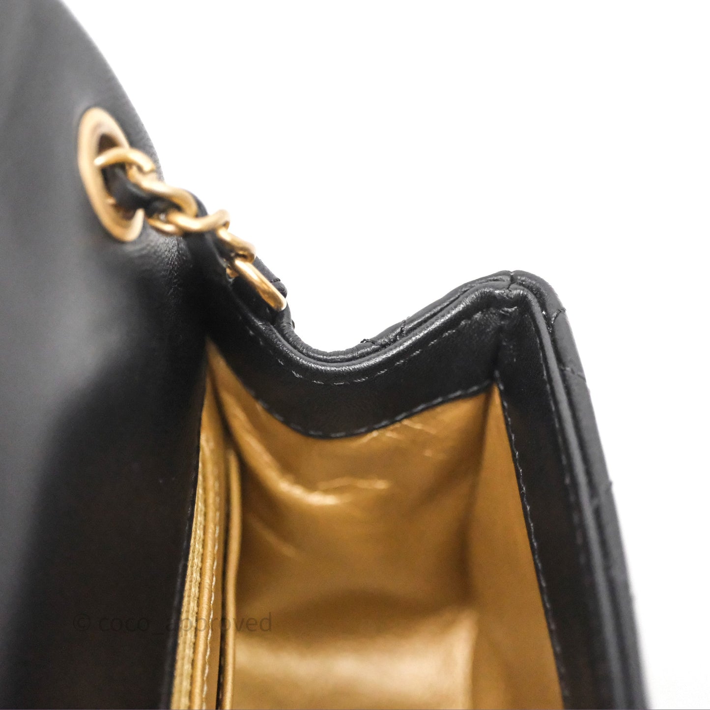 Chanel Pearl Crush Mini Square Quilted Black Lambskin Aged Gold Hardware