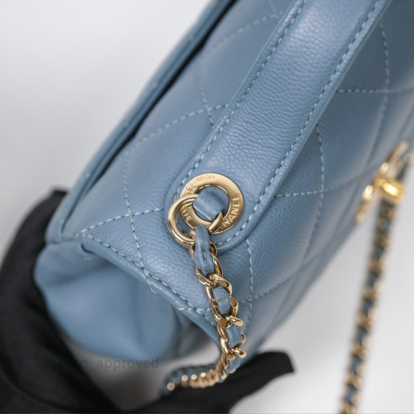 Chanel Caviar Quilted Small Business Affinity Flap Blue Gold Hardware