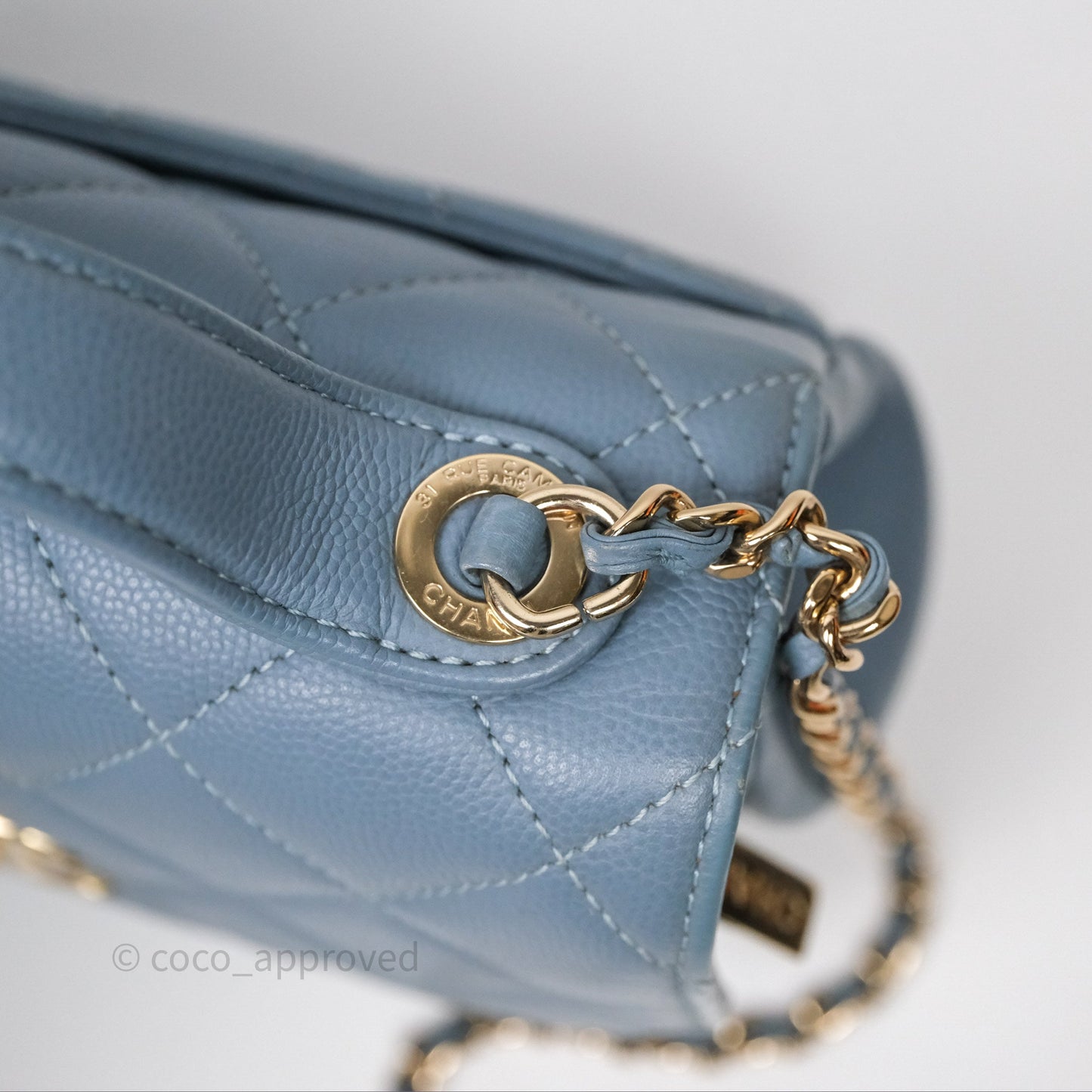 Chanel Caviar Quilted Small Business Affinity Flap Blue Gold Hardware