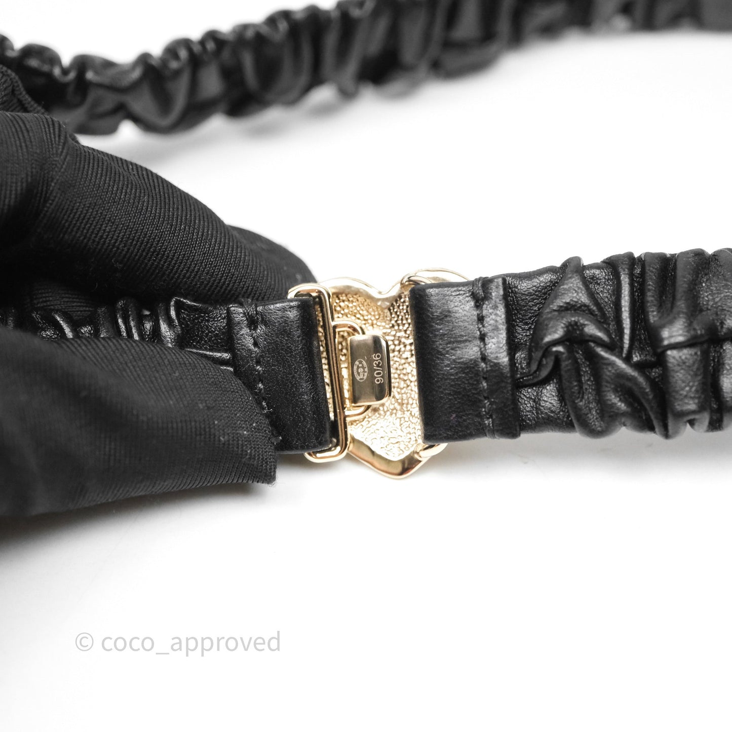 Chanel Heart CC Ruched Belt Black Lambskin Gold Tone 22B