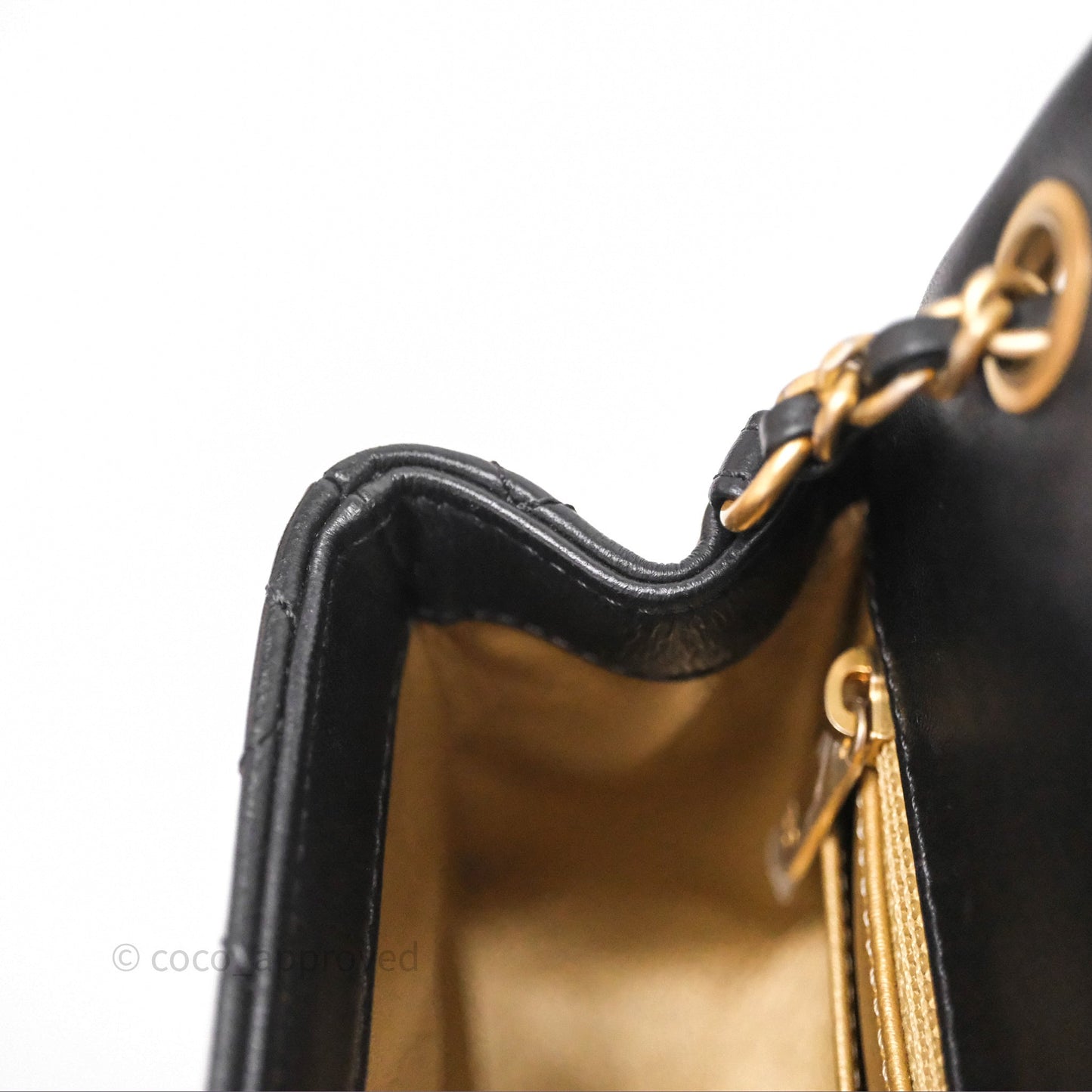 Chanel Pearl Crush Mini Square Quilted Black Lambskin Aged Gold Hardware