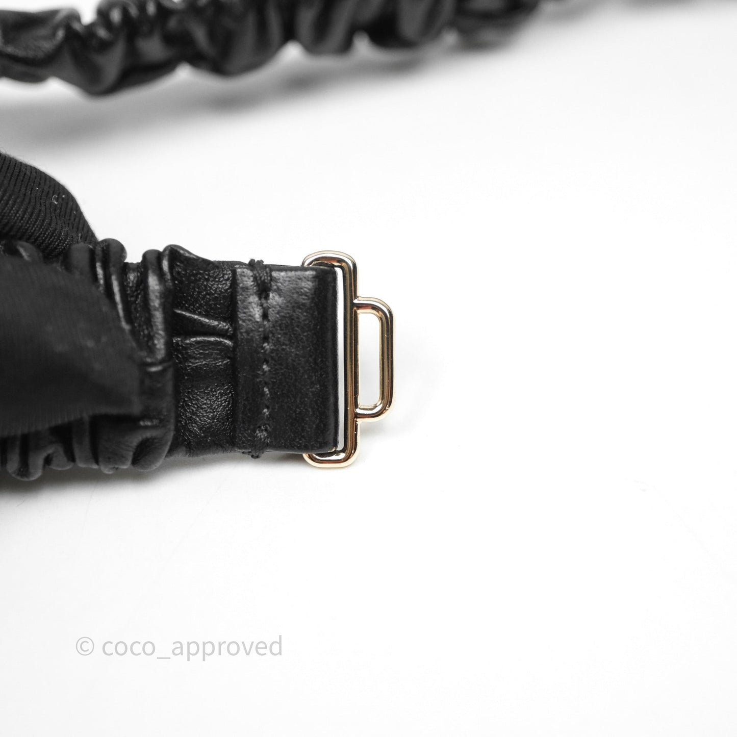 Chanel Heart CC Ruched Belt Black Lambskin Gold Tone 22B