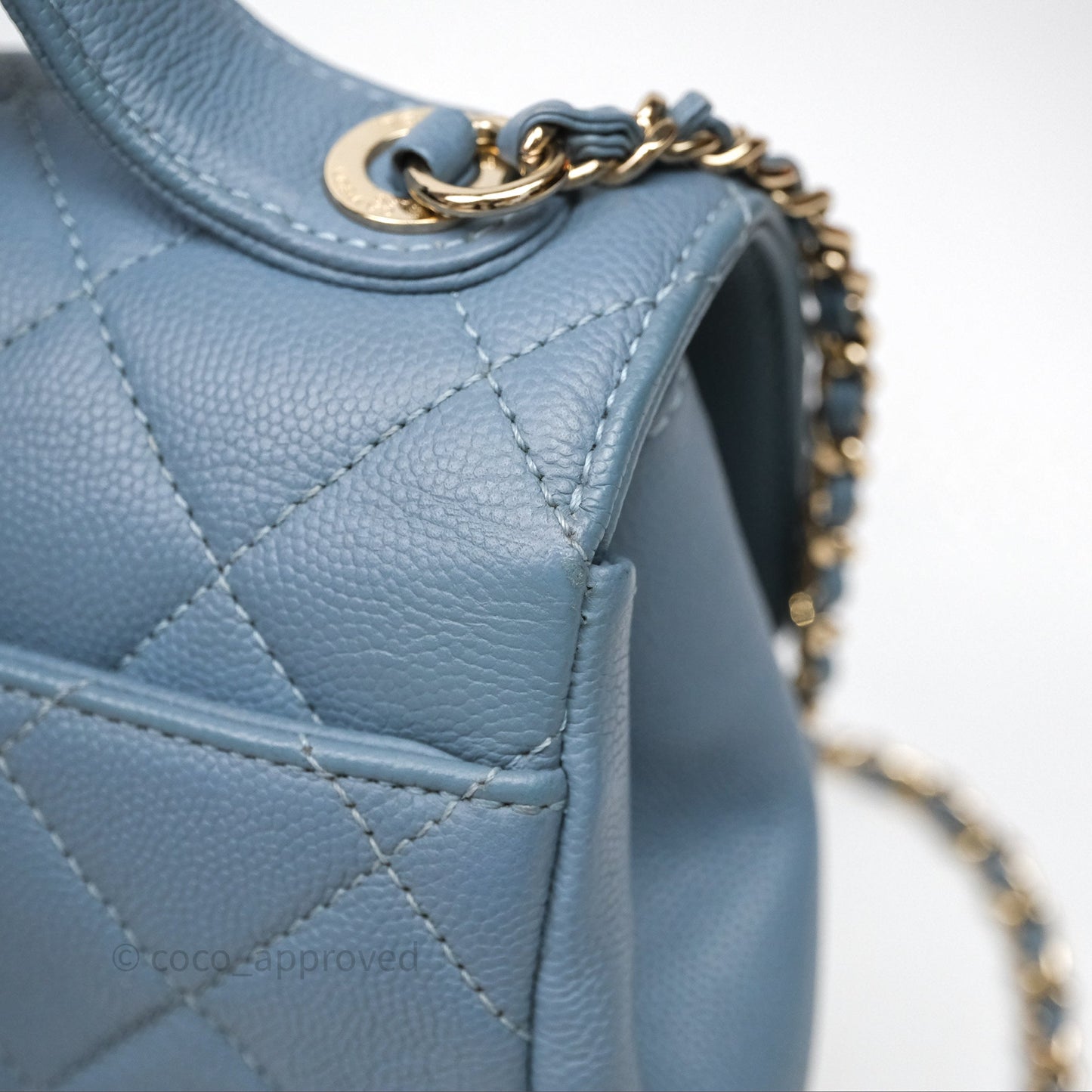 Chanel Caviar Quilted Small Business Affinity Flap Blue Gold Hardware