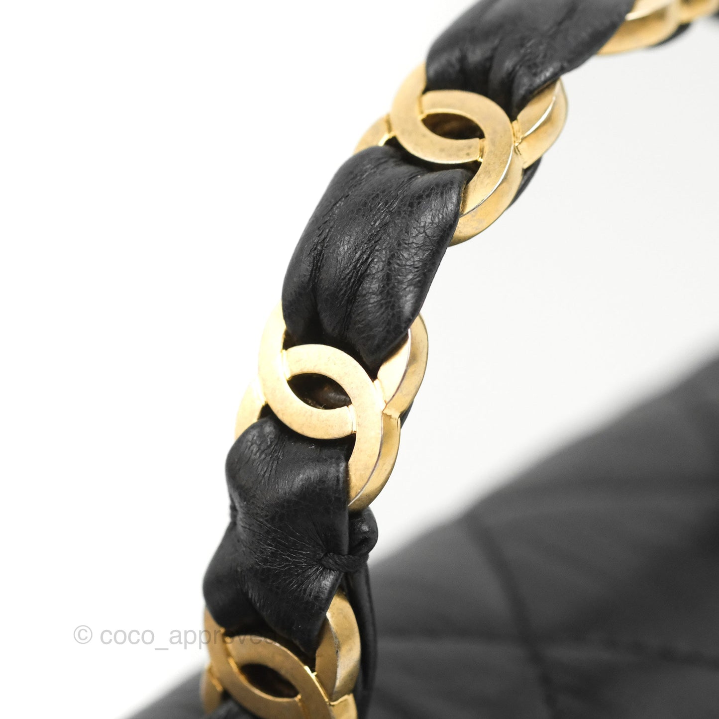 Chanel Mini Flap Bag with Top Handle Black Crumpled Lambskin Aged Gold Hardware