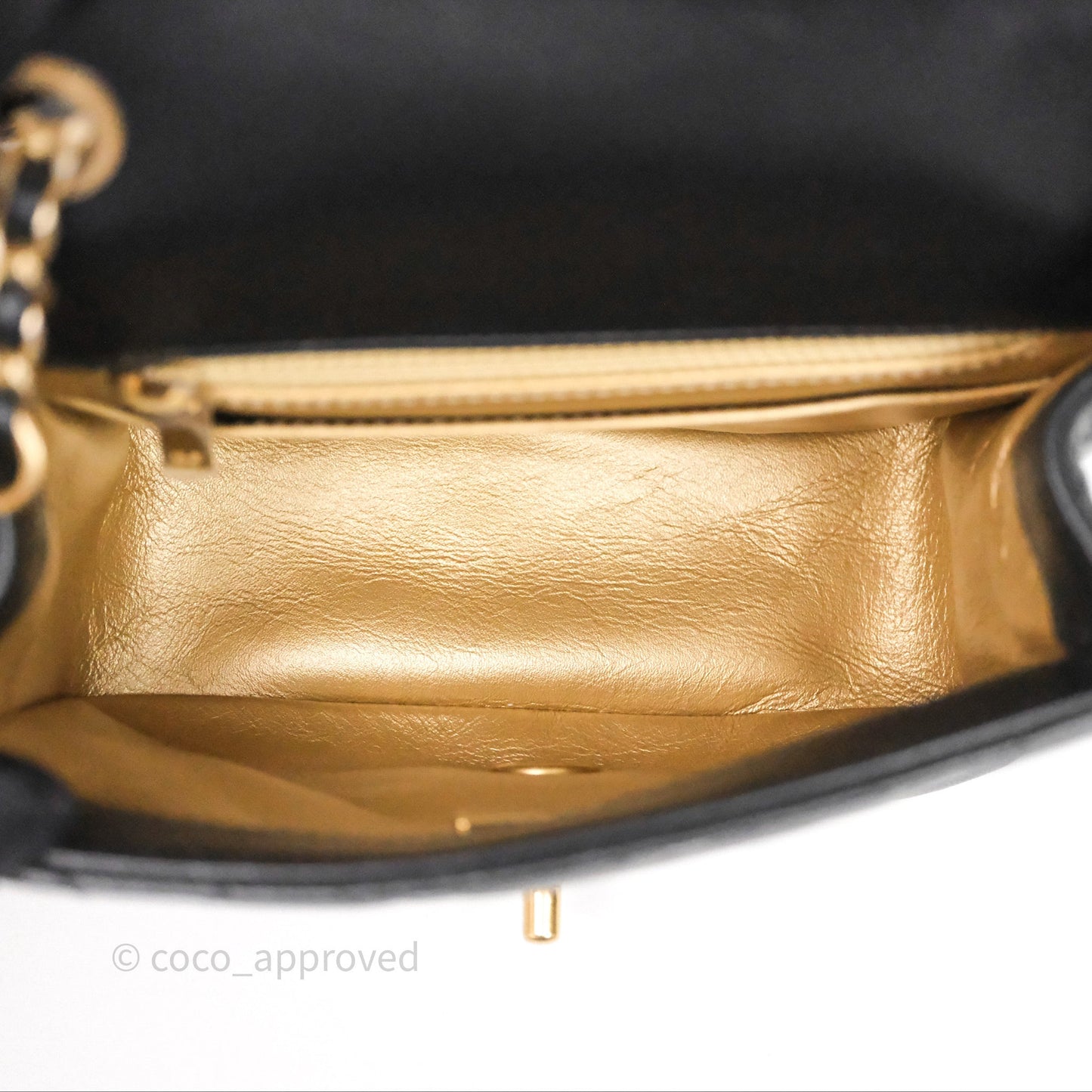 Chanel Pearl Crush Mini Square Quilted Black Lambskin Aged Gold Hardware