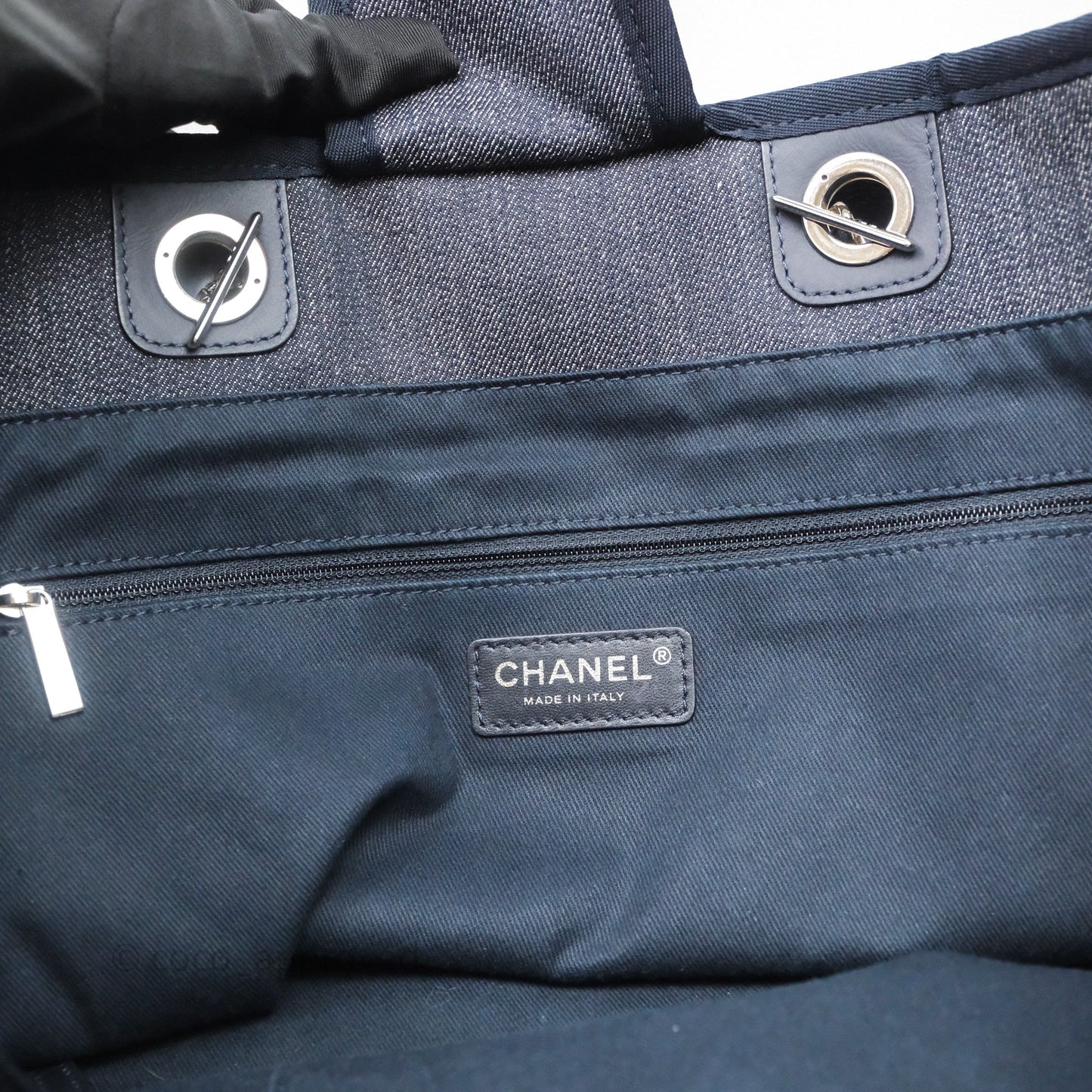 Chanel Large Deauville Tote Denim Canvas Silver Hardware