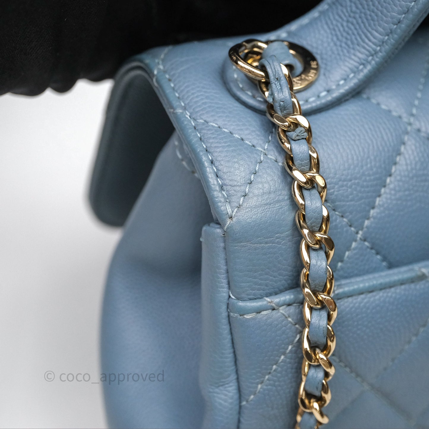 Chanel Caviar Quilted Small Business Affinity Flap Blue Gold Hardware